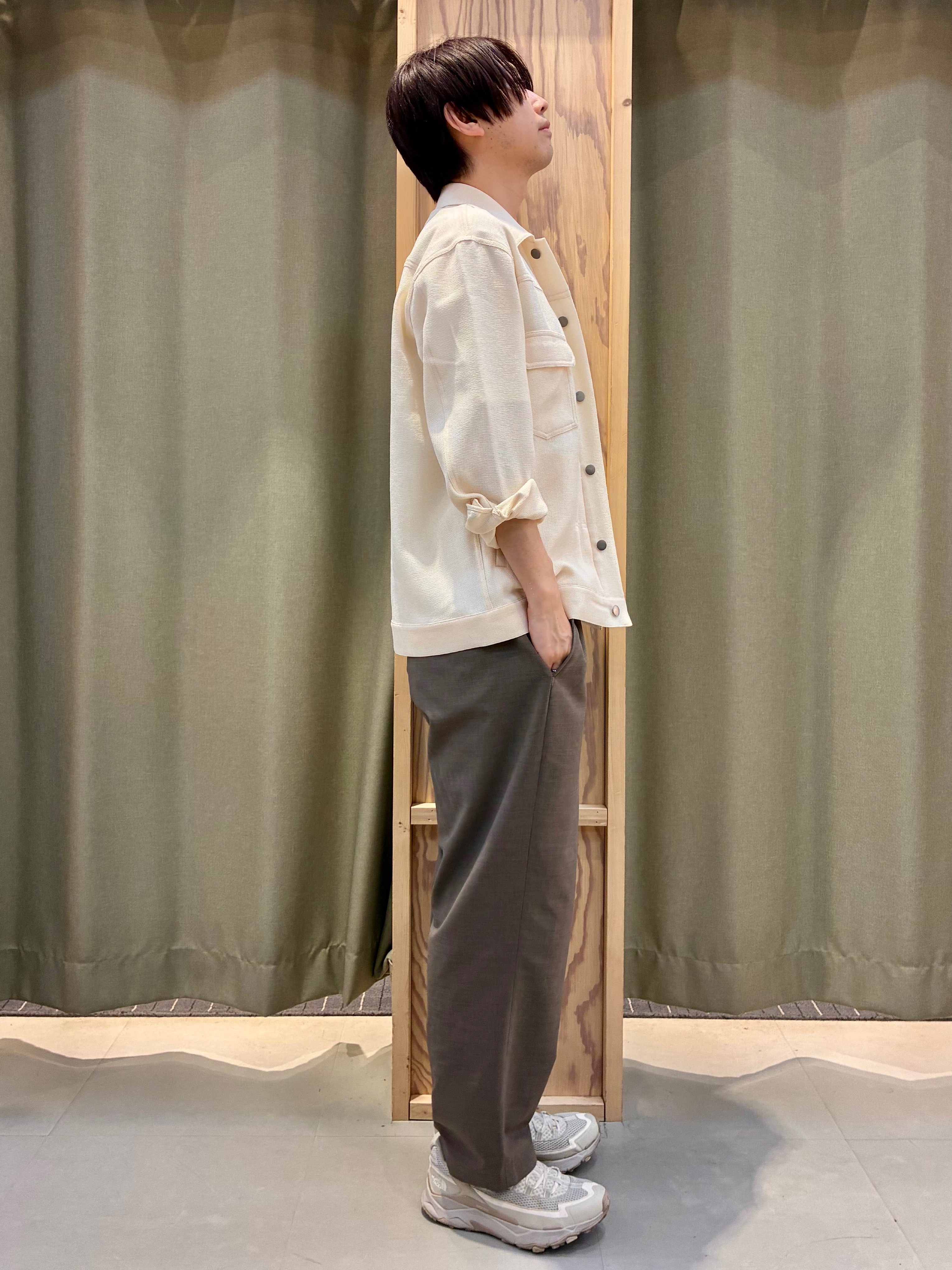 yoshiさんの「THE SHOP TK｜パナマメッシュ シャツブルゾン 洗濯機OK／セットアップ可」を使ったコーディネート