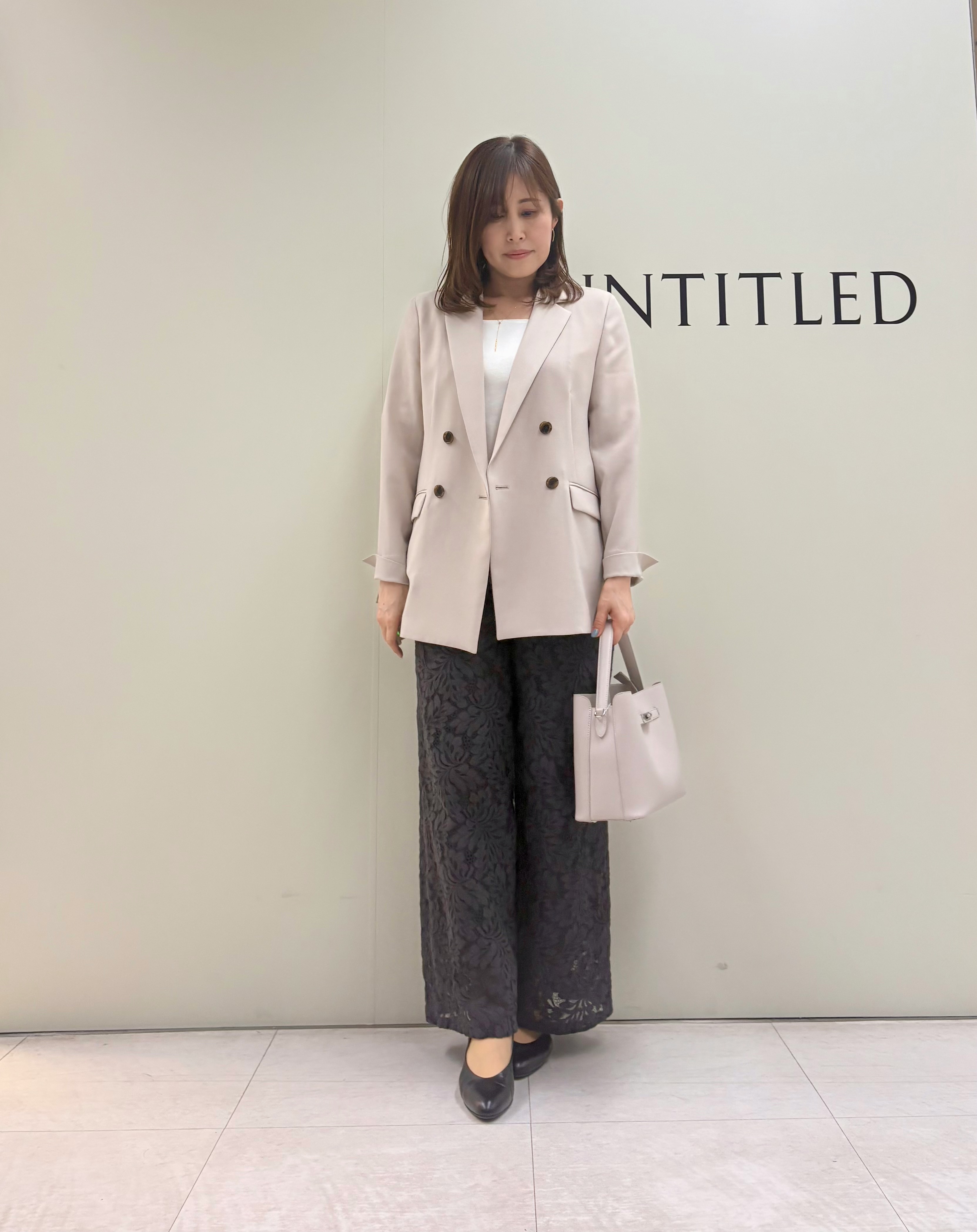 Sakaiさんの「UNTITLED｜【新色追加/セットアップ可】エアリー ダブルブレストジャケット」を使ったコーディネート