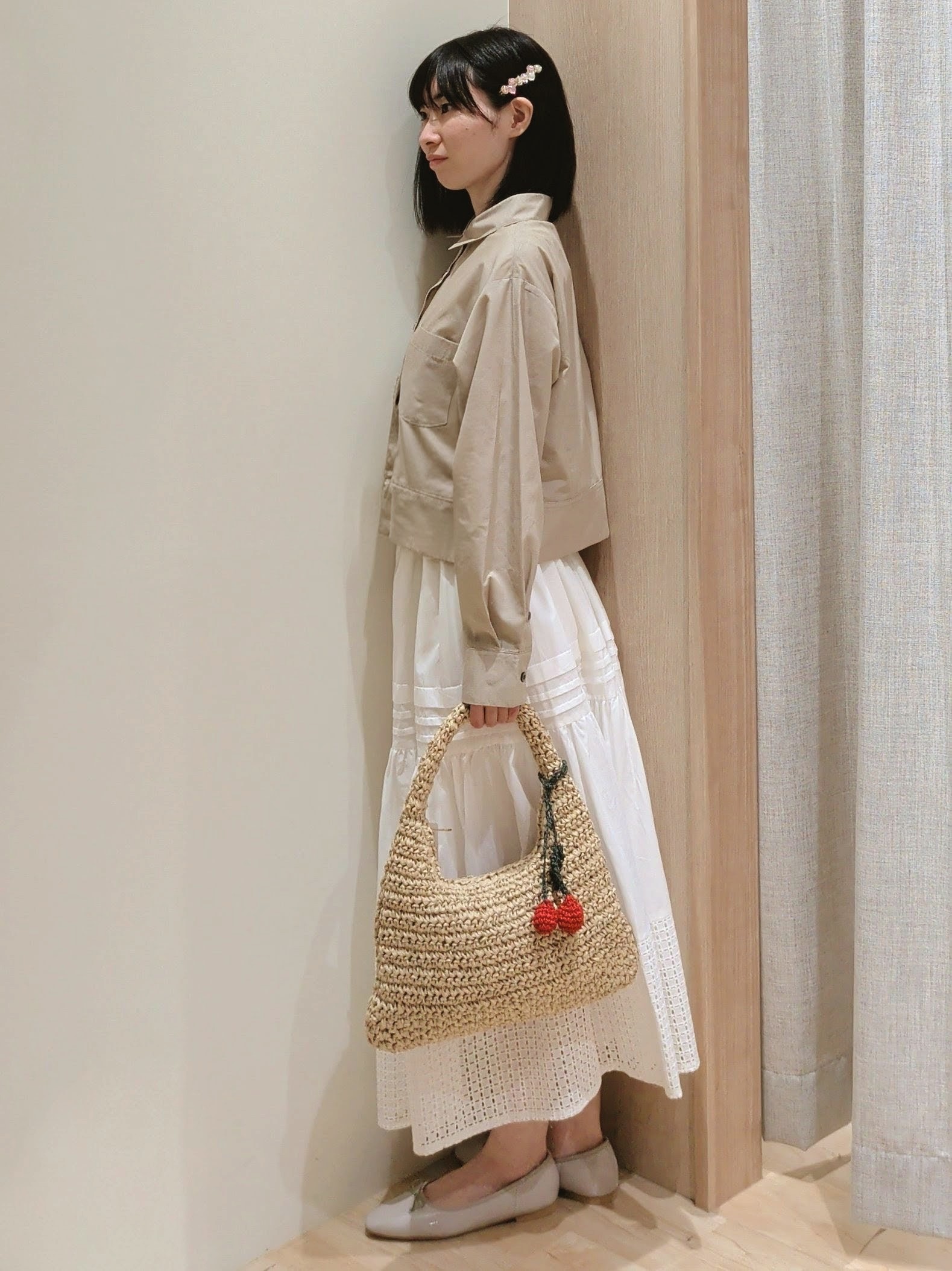 Yuiさんの「grove｜【貴島明日香さん着用／イージーケア／接触冷感】麻混クロップドシャツ」を使ったコーディネート