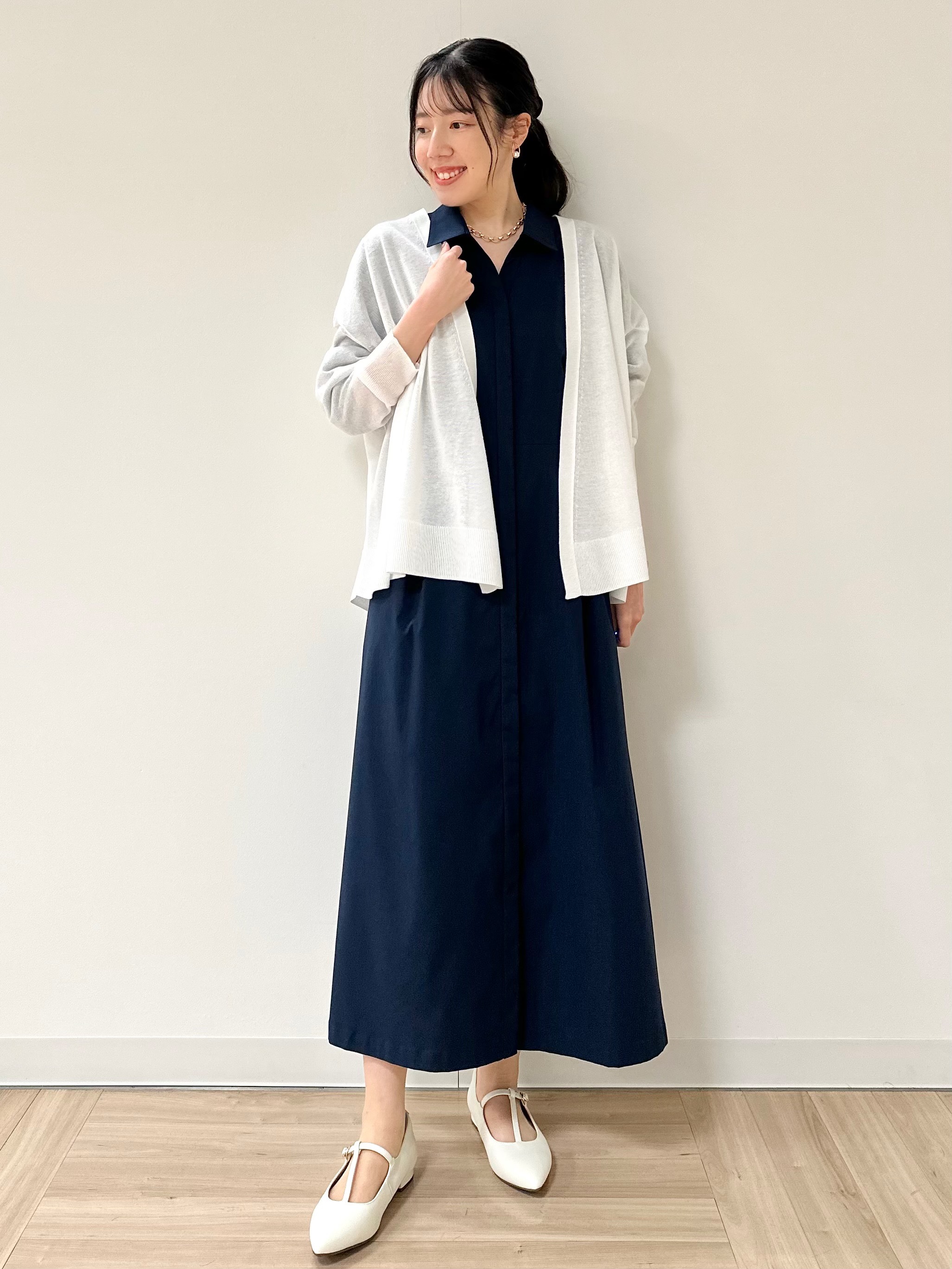 Momoさんの「Reflect｜【冷房対策に◎】すっきり見え着流しカーディガン」を使ったコーディネート