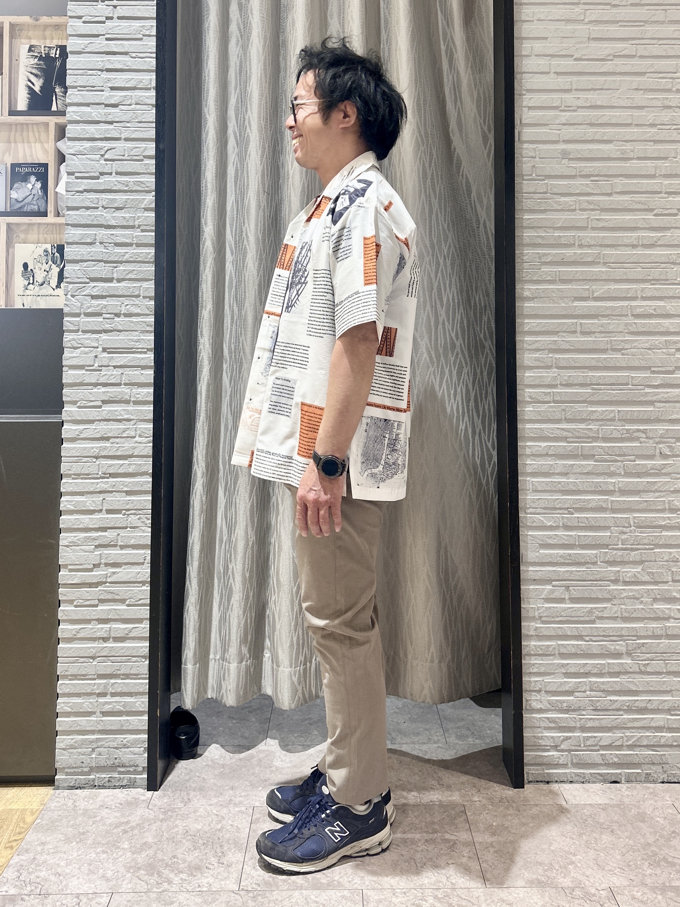 KENJI Iさんの「THE SHOP TK｜プリント柄 開襟半袖シャツ 洗濯機OK」を使ったコーディネート