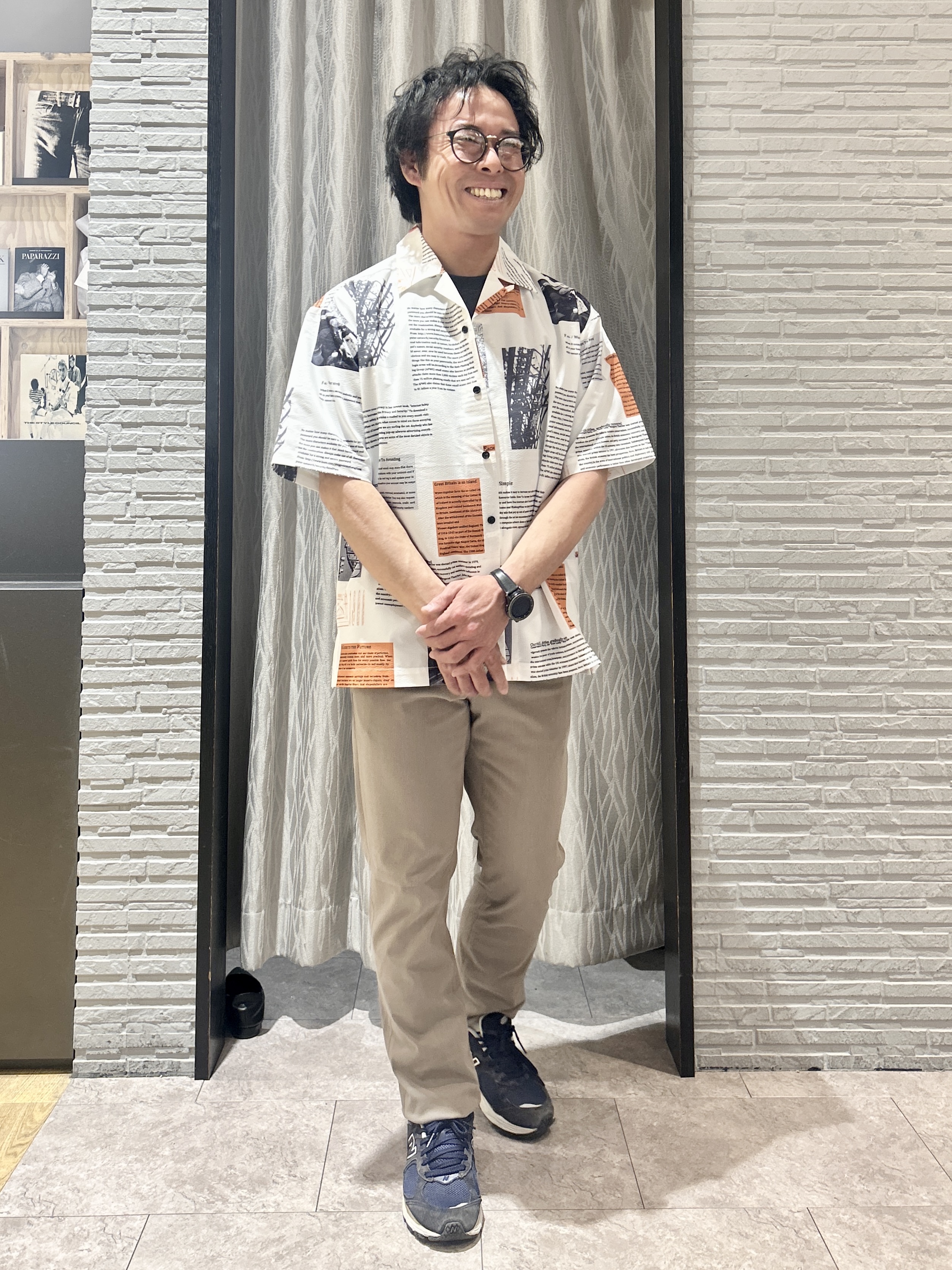 KENJI Iさんの「THE SHOP TK｜プリント柄 開襟半袖シャツ 洗濯機OK」を使ったコーディネート