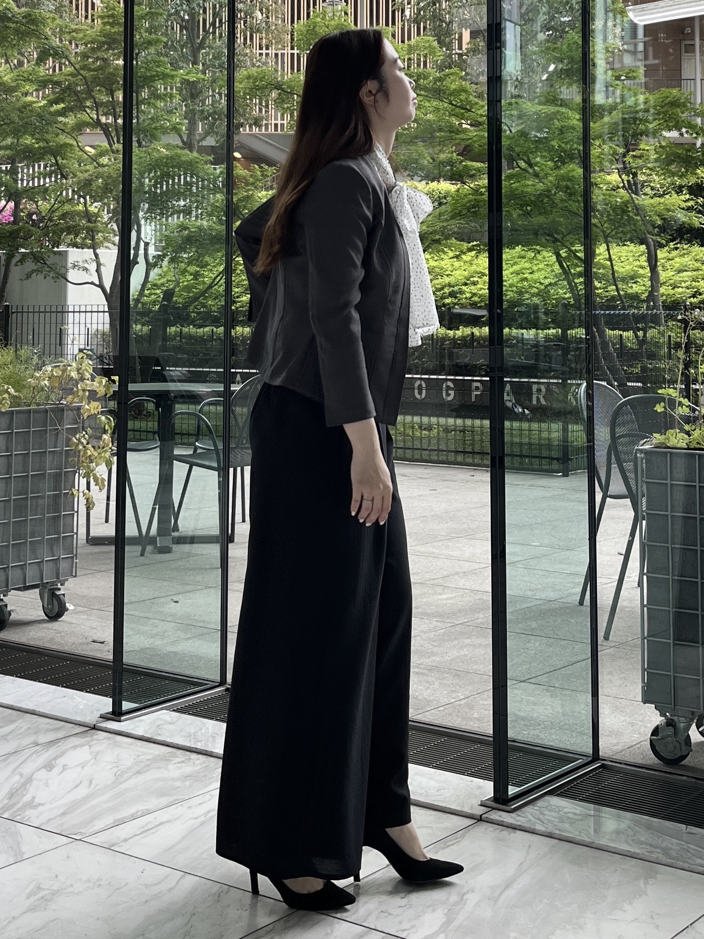 Saekoさんの「COUP DE CHANCE｜【日本製／接触冷感／UVケア／手洗い可】リネンライクノーカラージャケット」を使ったコーディネート
