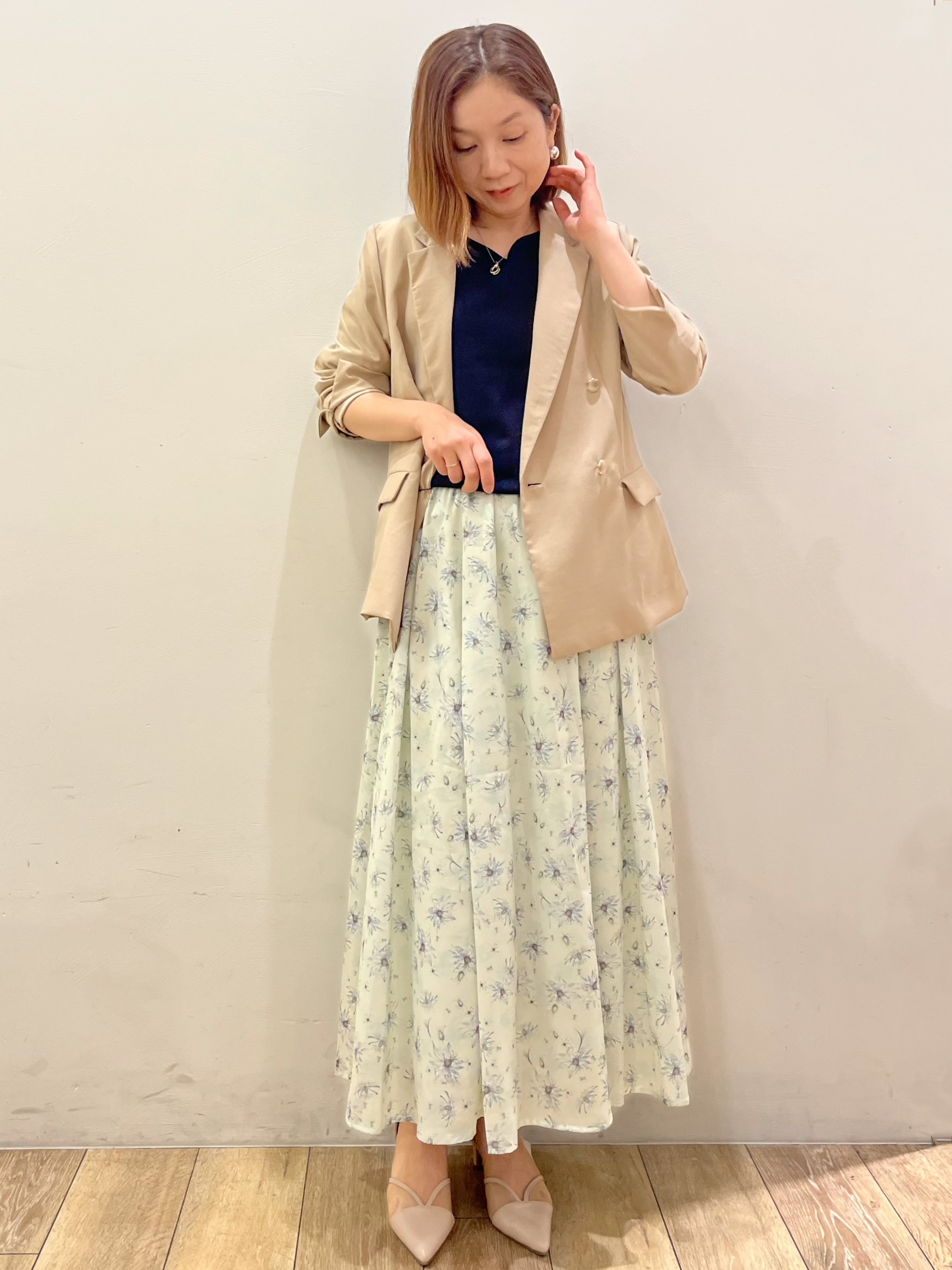 kcさんの「OPAQUE.CLIP｜《再入荷》ダブルブレストテーラードジャケット【接触冷感／吸水速乾／イージーアイロン／防シワ／洗濯機O」を使ったコーディネート