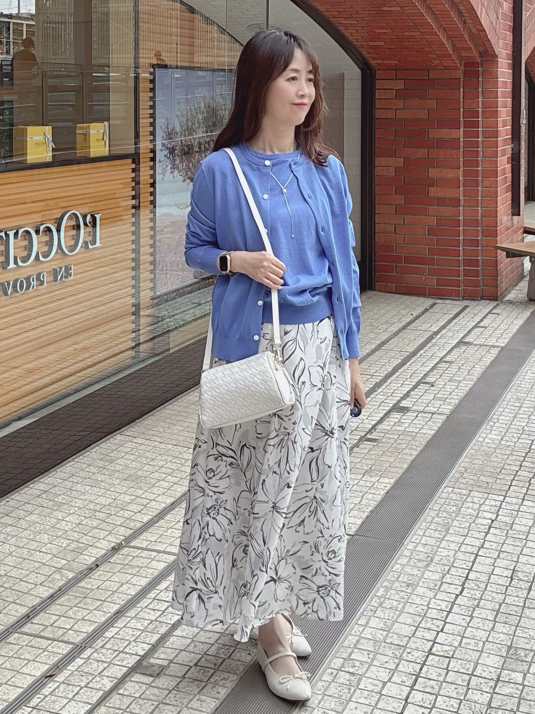 makiさんの「UNTITLED｜【9色展開/アンサンブル可】コットンクルーネックカーディガン」を使ったコーディネート