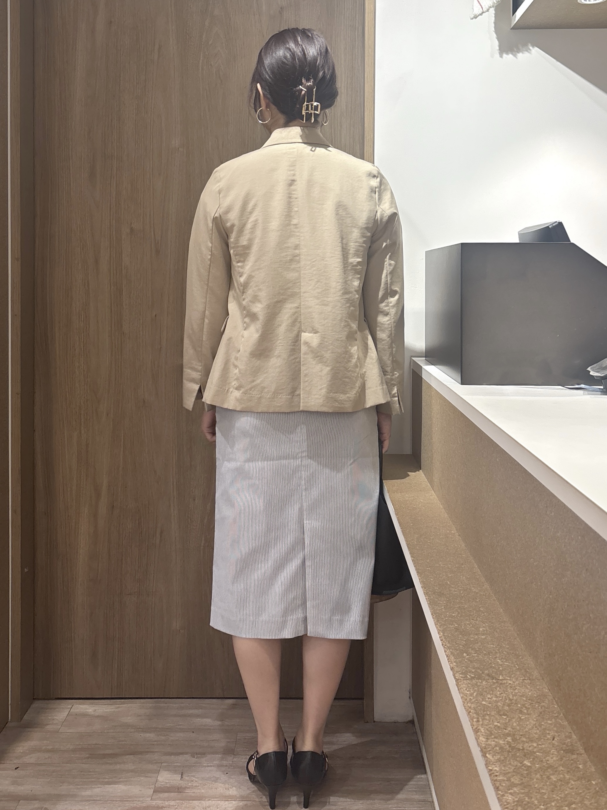 このかさんの「index｜《再入荷》ダブルブレストテーラードジャケット【接触冷感／吸水速乾／イージーアイロン／防シワ／洗濯機O」を使ったコーディネート