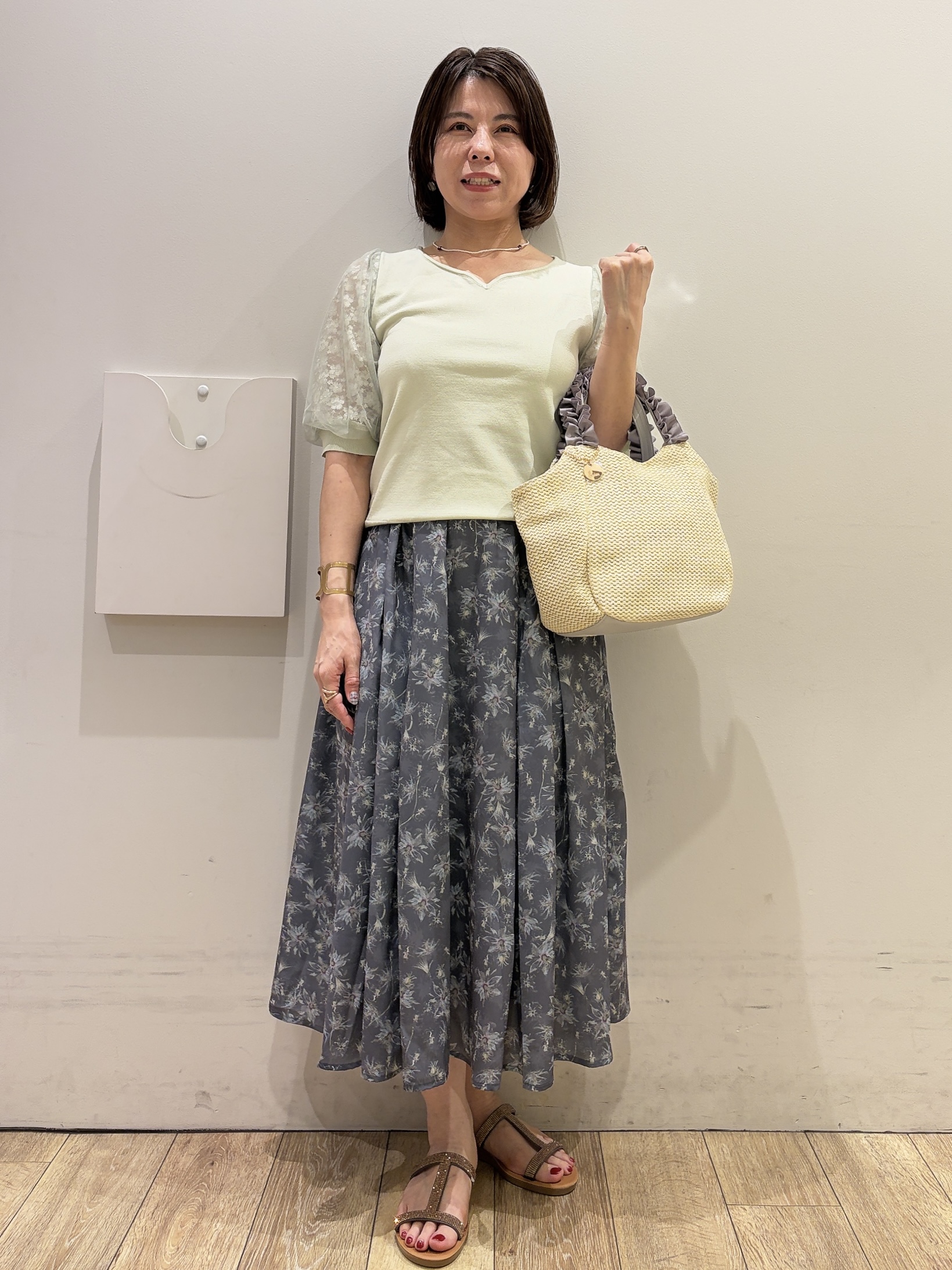 YUKOさんの「index｜【UVケア】レーススリーブハートネックニット《洗濯機OK／抗ピル／XS～LL》」を使ったコーディネート