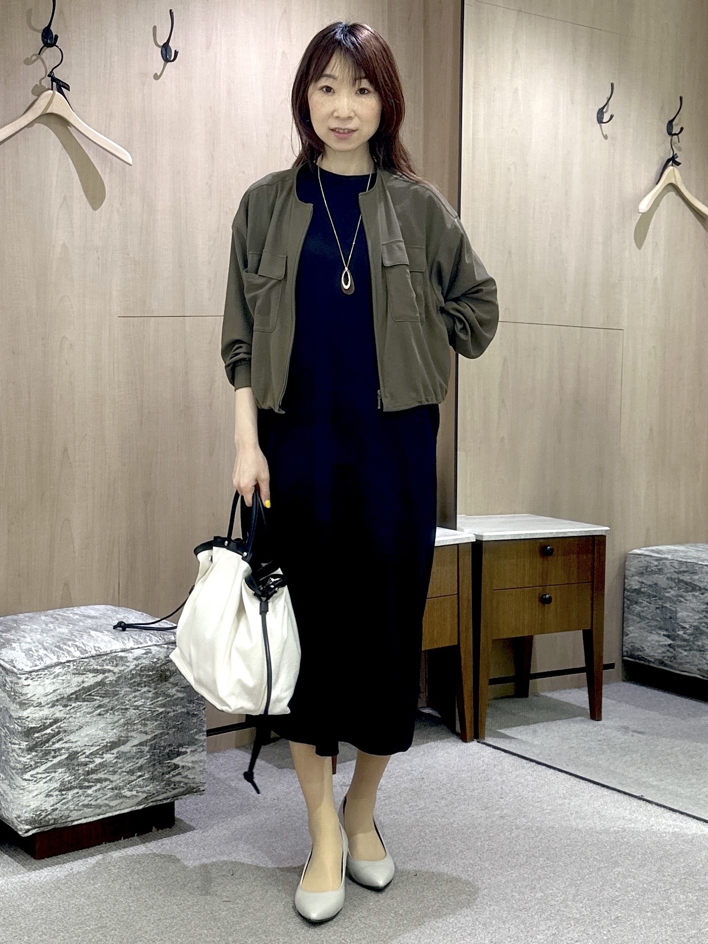 Miwaさんの「UNTITLED｜【接触冷感/UVカット/遮熱/抗菌防臭】ライトプレーティングワンピース」を使ったコーディネート