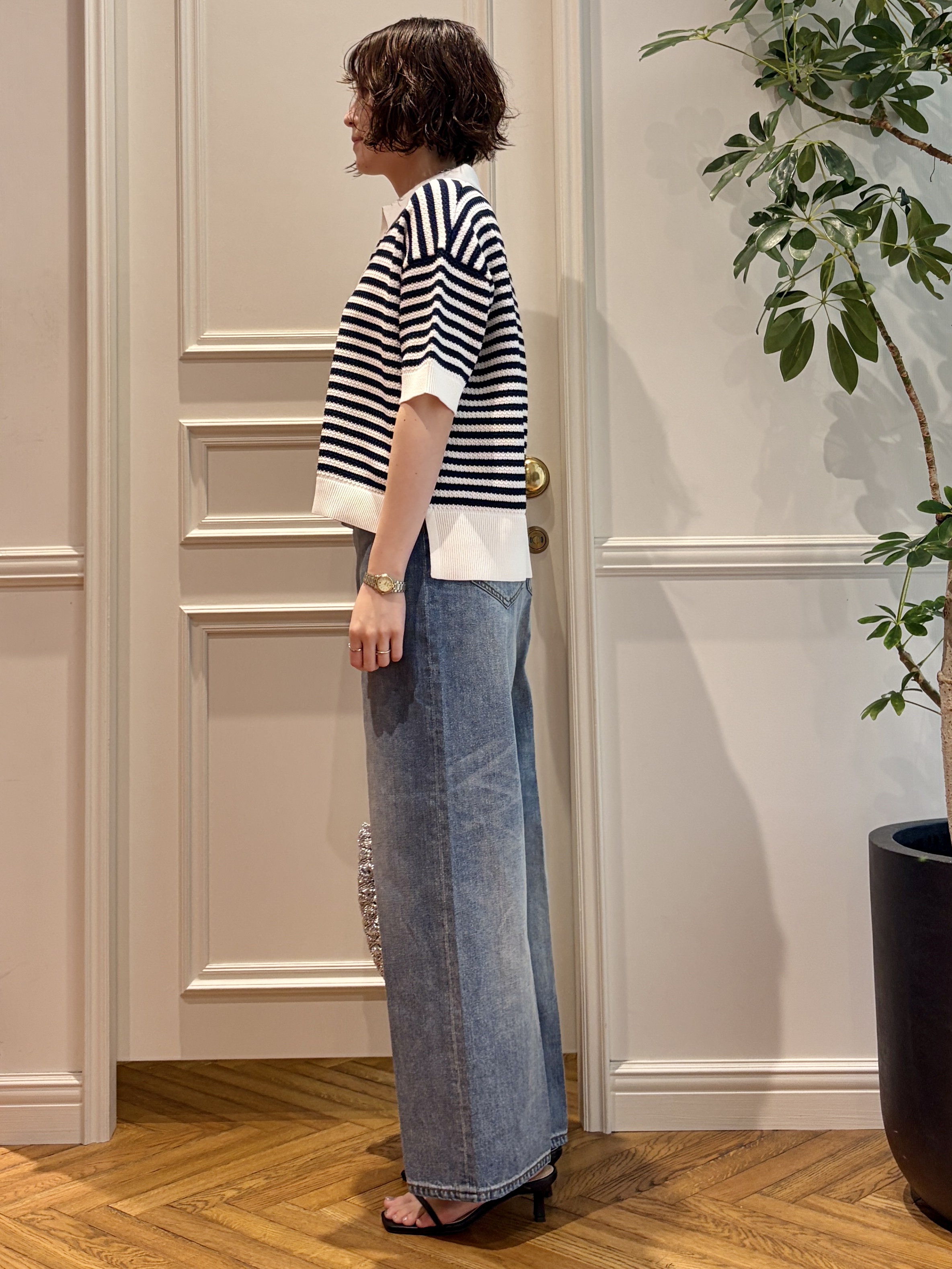 nakaoさんの「DRESSTERIOR｜ウォッシャブルスキッパークロップドニット」を使ったコーディネート