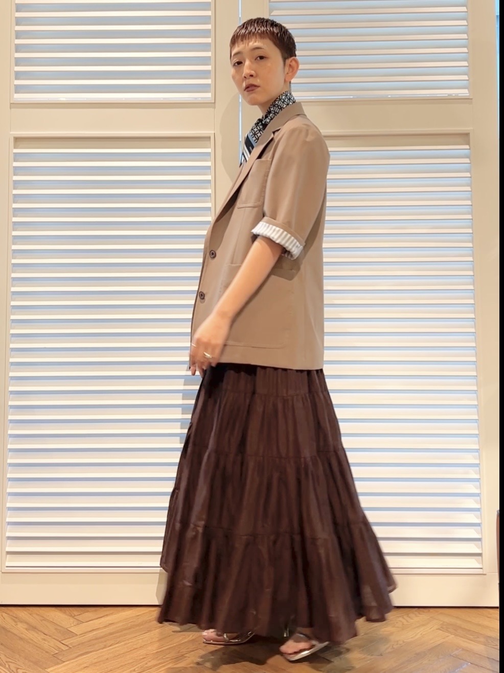 OCHIAIさんの「DRESSTERIOR｜【接触冷感/セットアップ可】 2WAYストレッチスリークオータージャケット」を使ったコーディネート