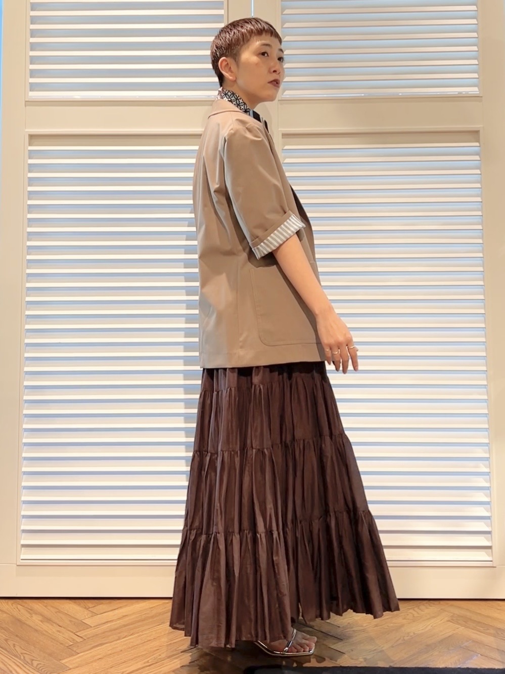 OCHIAIさんの「DRESSTERIOR｜【接触冷感/セットアップ可】 2WAYストレッチスリークオータージャケット」を使ったコーディネート