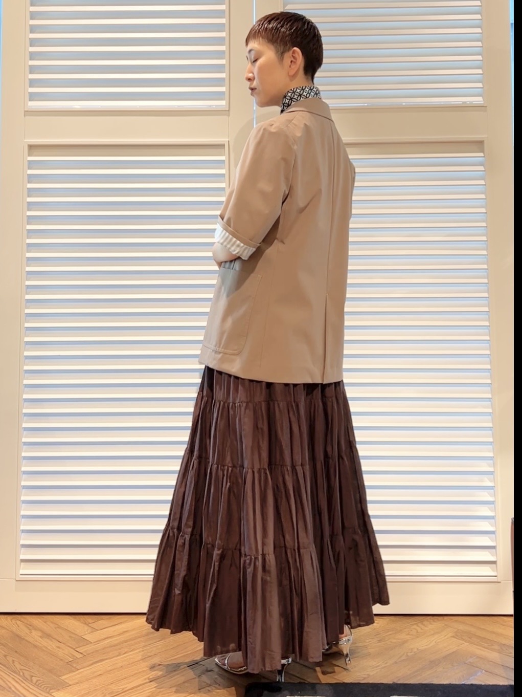 OCHIAIさんの「DRESSTERIOR｜【接触冷感/セットアップ可】 2WAYストレッチスリークオータージャケット」を使ったコーディネート