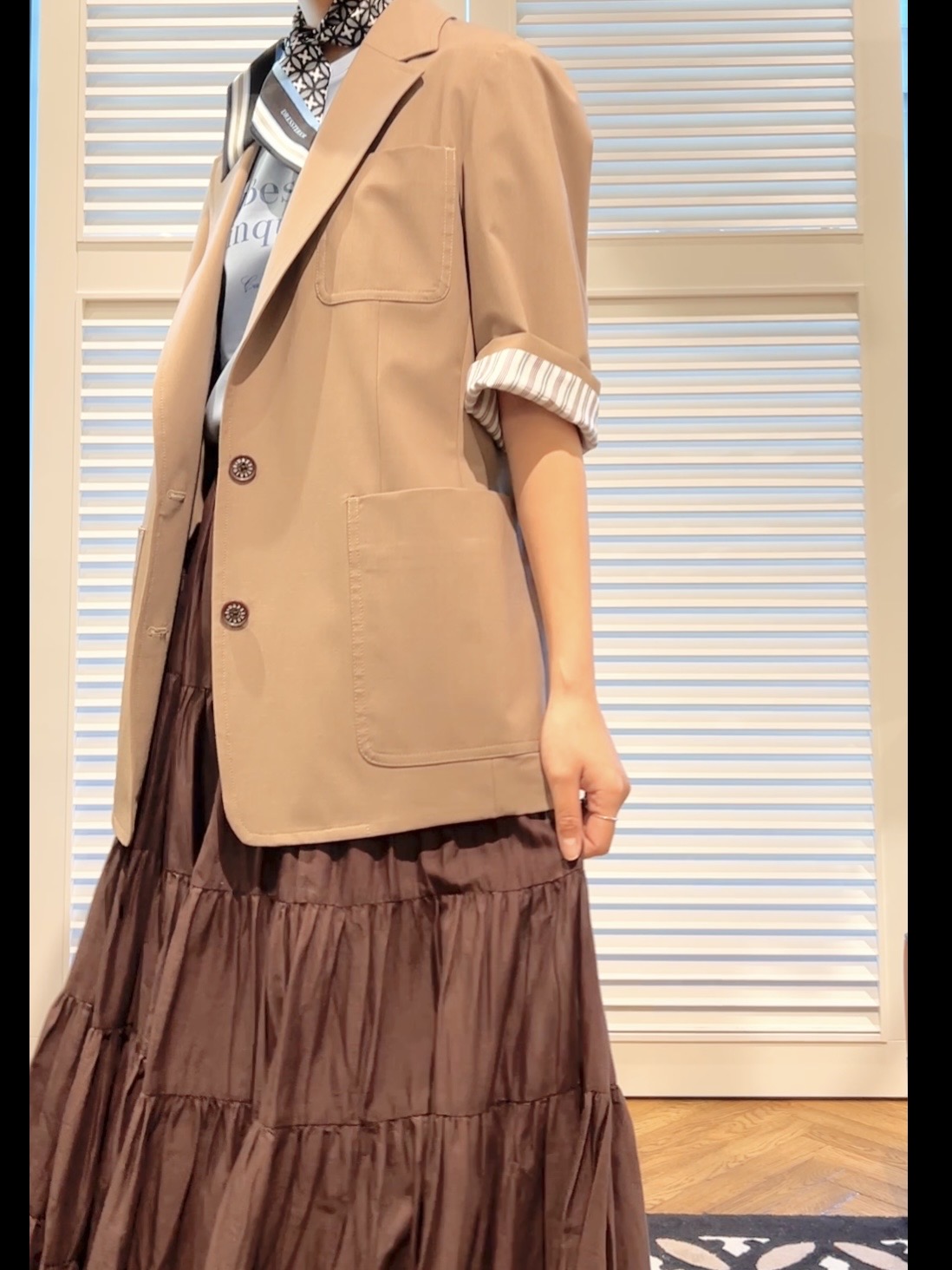 OCHIAIさんの「DRESSTERIOR｜【接触冷感/セットアップ可】 2WAYストレッチスリークオータージャケット」を使ったコーディネート