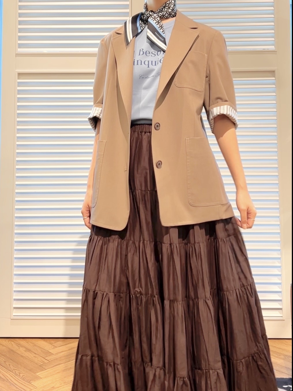 OCHIAIさんの「DRESSTERIOR｜【接触冷感/セットアップ可】 2WAYストレッチスリークオータージャケット」を使ったコーディネート