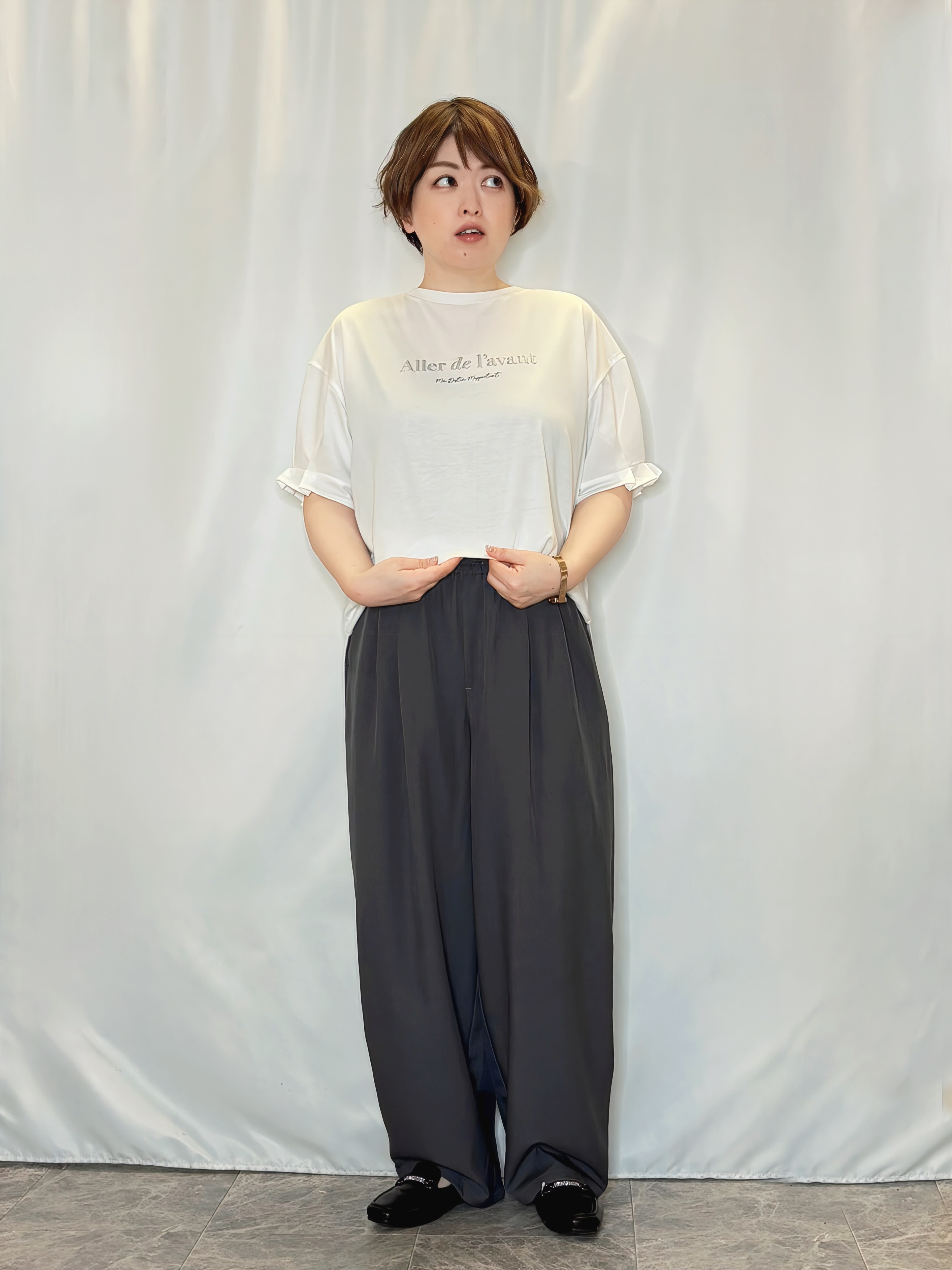 たみさんの「SHOO･LA･RUE｜【体型カバー】ふんわり質感 やわらかこなれシアーシャツ」を使ったコーディネート