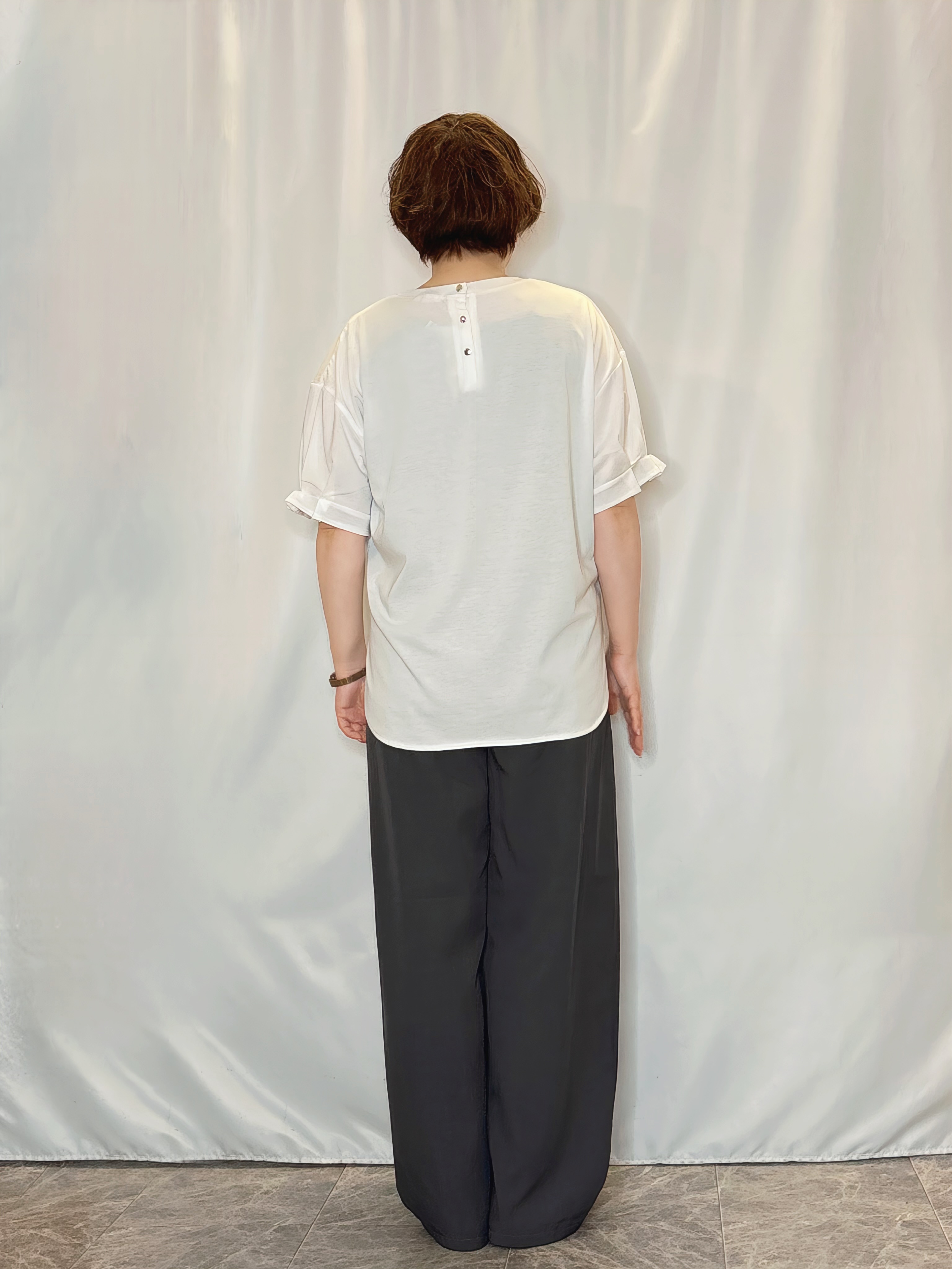 たみさんの「SHOO･LA･RUE｜【体型カバー】ふんわり質感 やわらかこなれシアーシャツ」を使ったコーディネート