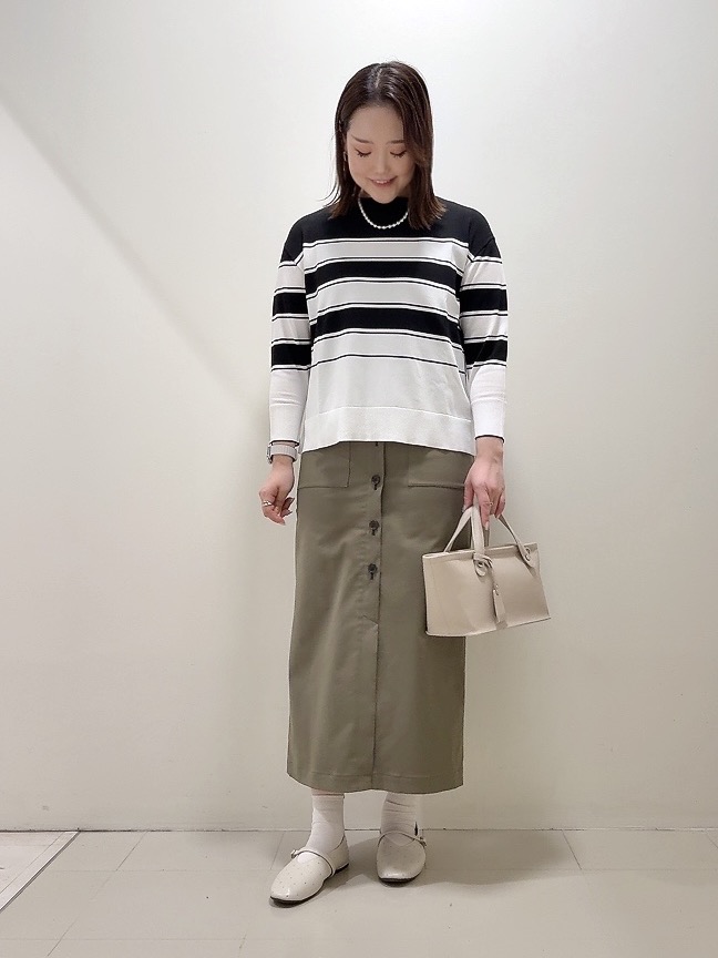 YUIさんの「UNTITLED｜【洗える/ゆったり】ボーダーボートネックニット」を使ったコーディネート