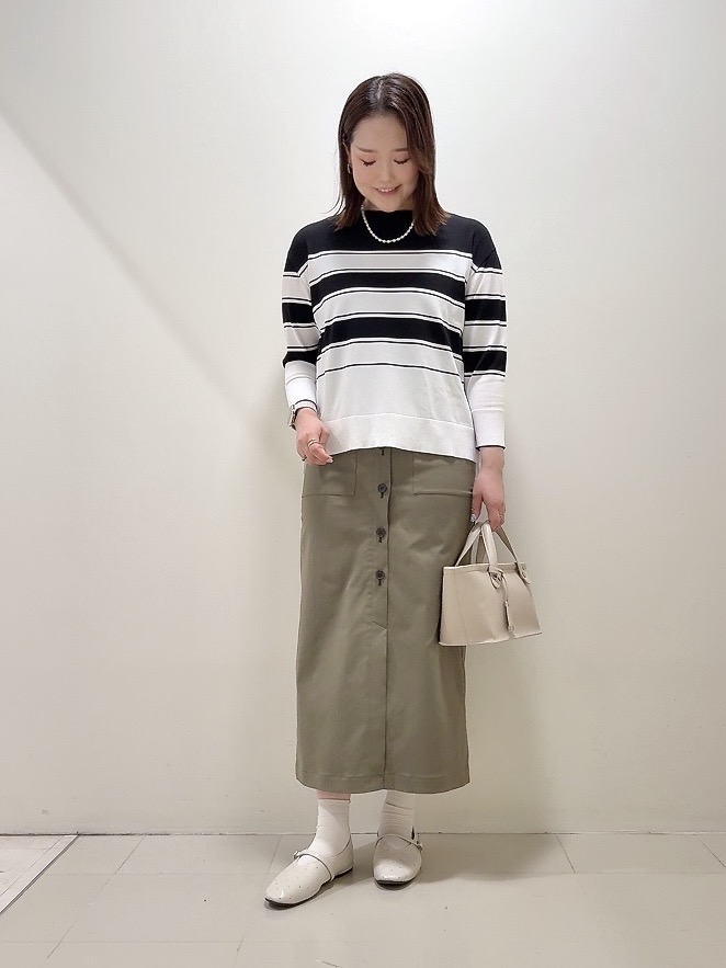 YUIさんの「UNTITLED｜【洗える/ゆったり】ボーダーボートネックニット」を使ったコーディネート