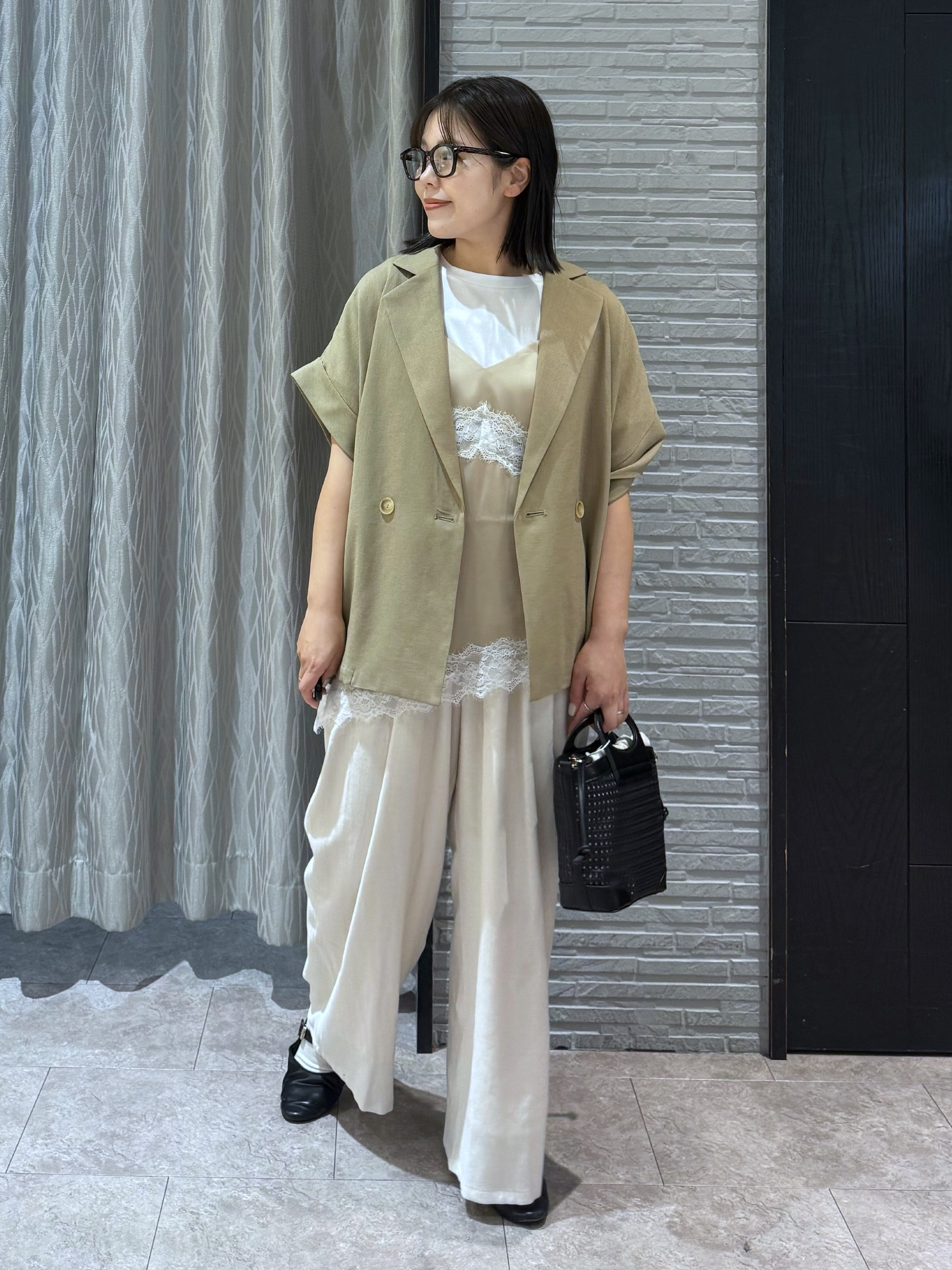 chさんの「THE SHOP TK｜【夏の通勤スタイルに】涼やかな着心地 麻調ダブルブレストジャケット」を使ったコーディネート