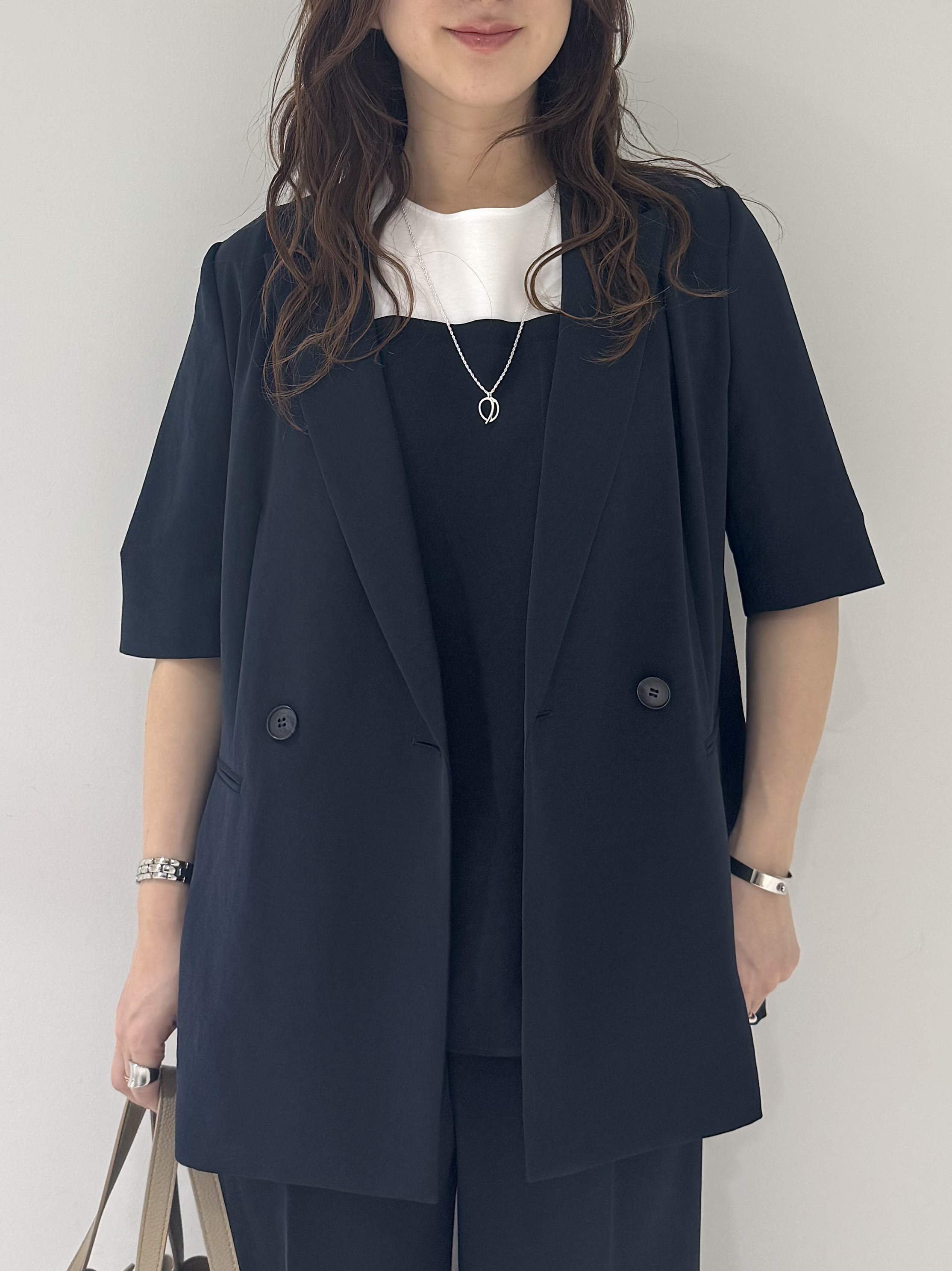 そんさんの「INDIVI｜【着る日傘】ハーフスリーブダブルジャケット」を使ったコーディネート