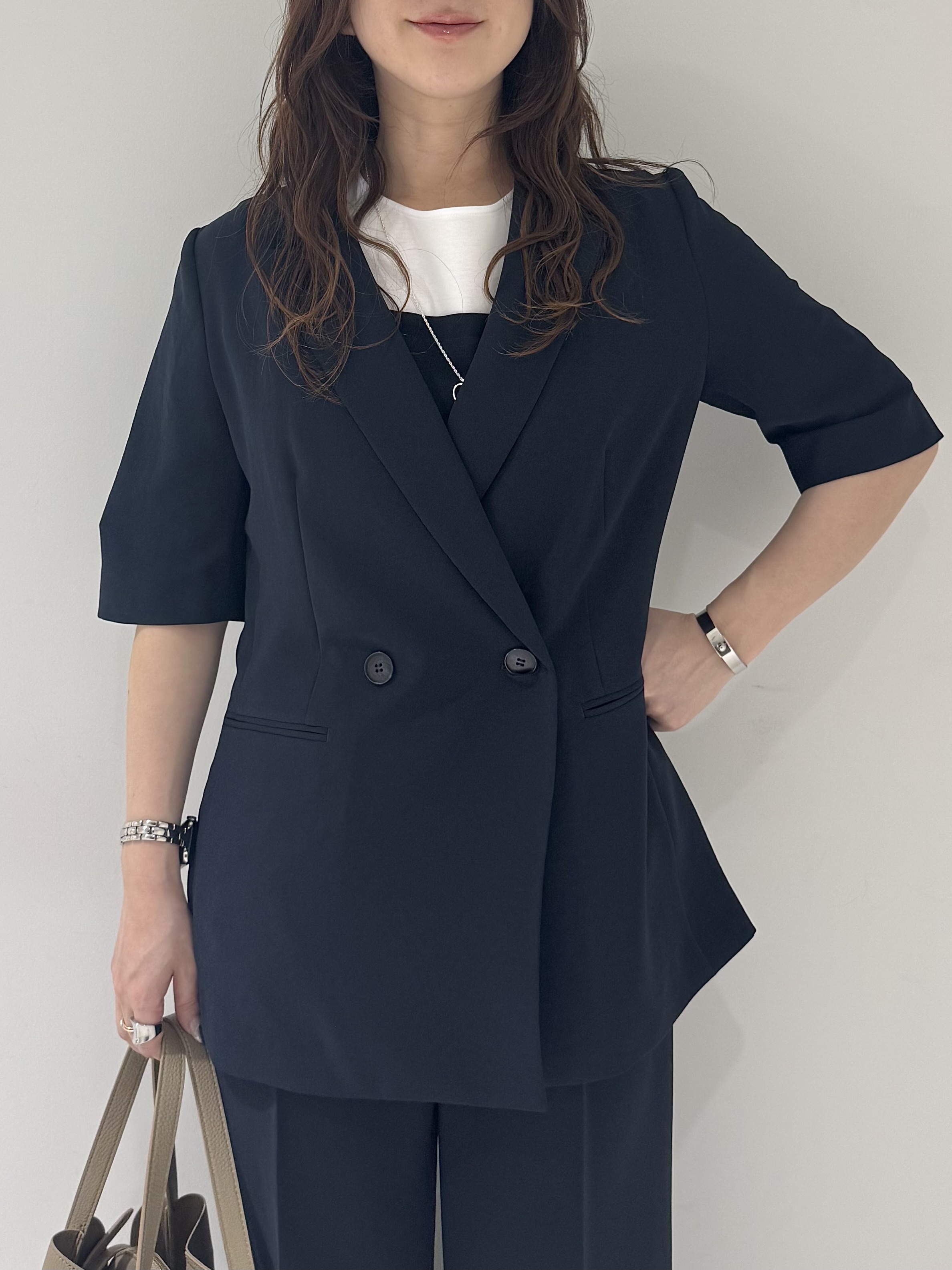 そんさんの「INDIVI｜【着る日傘】ハーフスリーブダブルジャケット」を使ったコーディネート