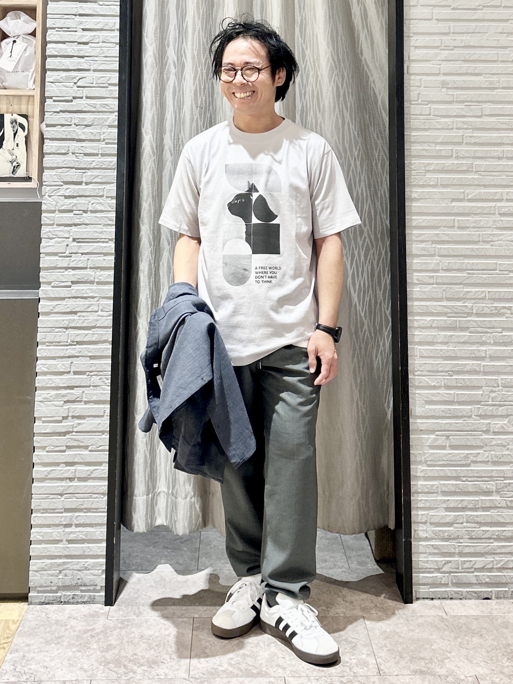 KENJI Iさんの「THE SHOP TK｜【LINO FINE】リネンライク 長袖シャツ UVカット/イージーケア/吸水速乾/洗濯機OK」を使ったコーディネート