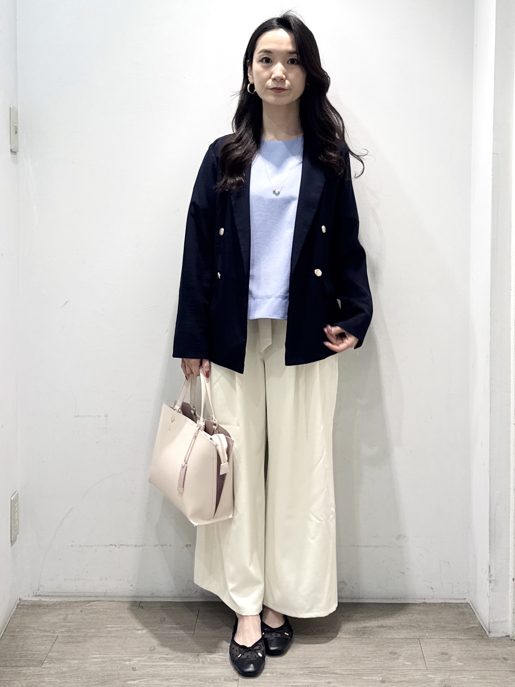 yuicciさんの「OPAQUE.CLIP｜《再入荷》ダブルブレストテーラードジャケット【接触冷感／吸水速乾／イージーアイロン／防シワ／洗濯機O」を使ったコーディネート