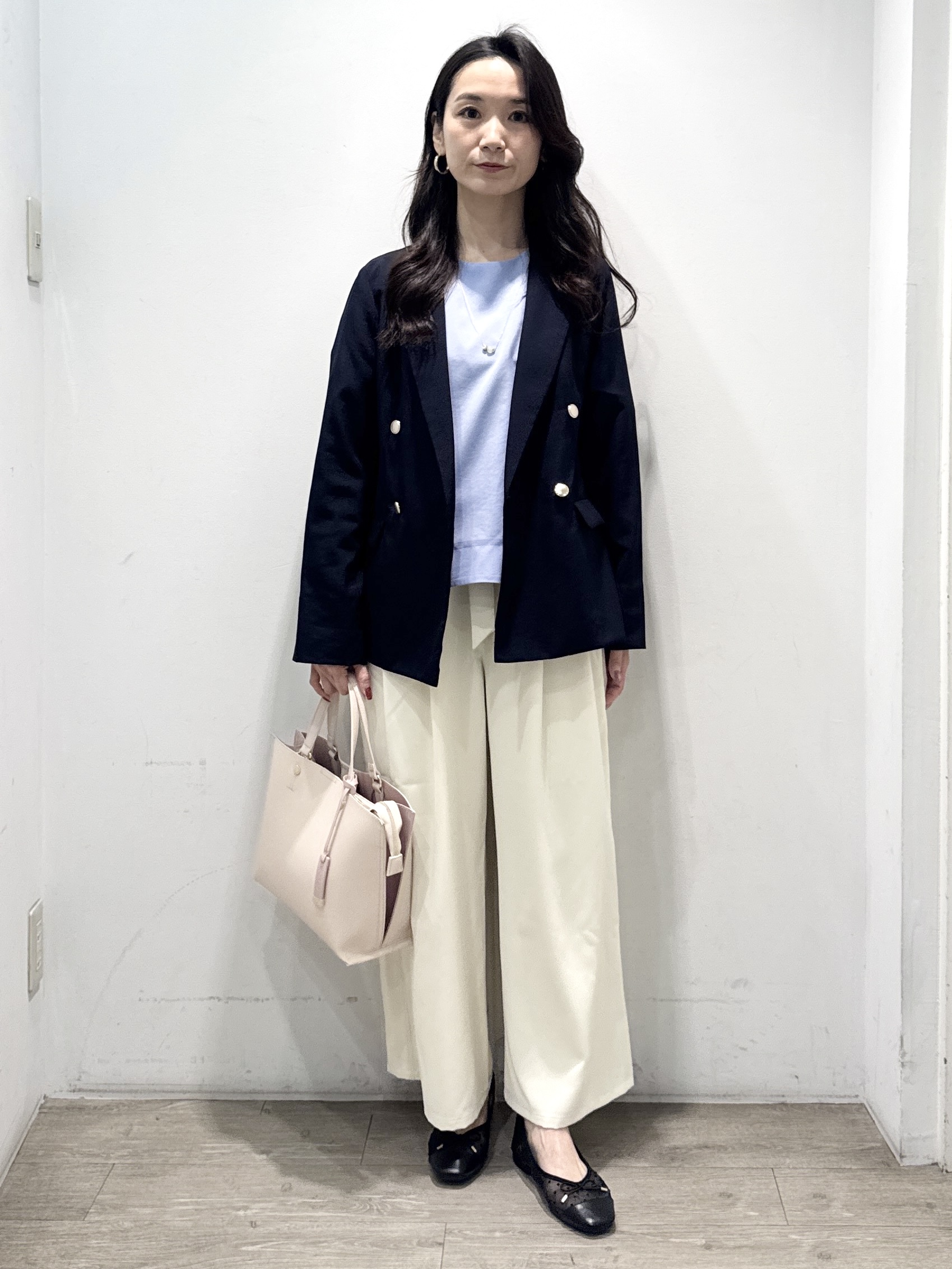 yuicciさんの「OPAQUE.CLIP｜《再入荷》ダブルブレストテーラードジャケット【接触冷感／吸水速乾／イージーアイロン／防シワ／洗濯機O」を使ったコーディネート