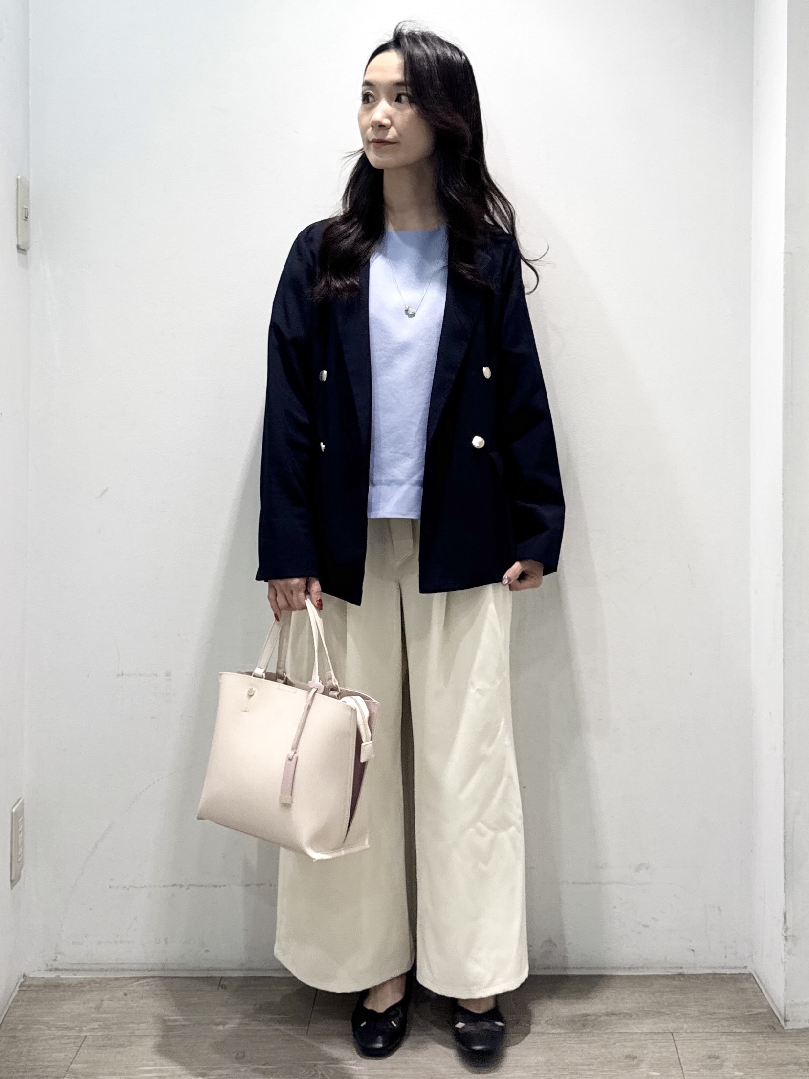yuicciさんの「OPAQUE.CLIP｜《再入荷》ダブルブレストテーラードジャケット【接触冷感／吸水速乾／イージーアイロン／防シワ／洗濯機O」を使ったコーディネート