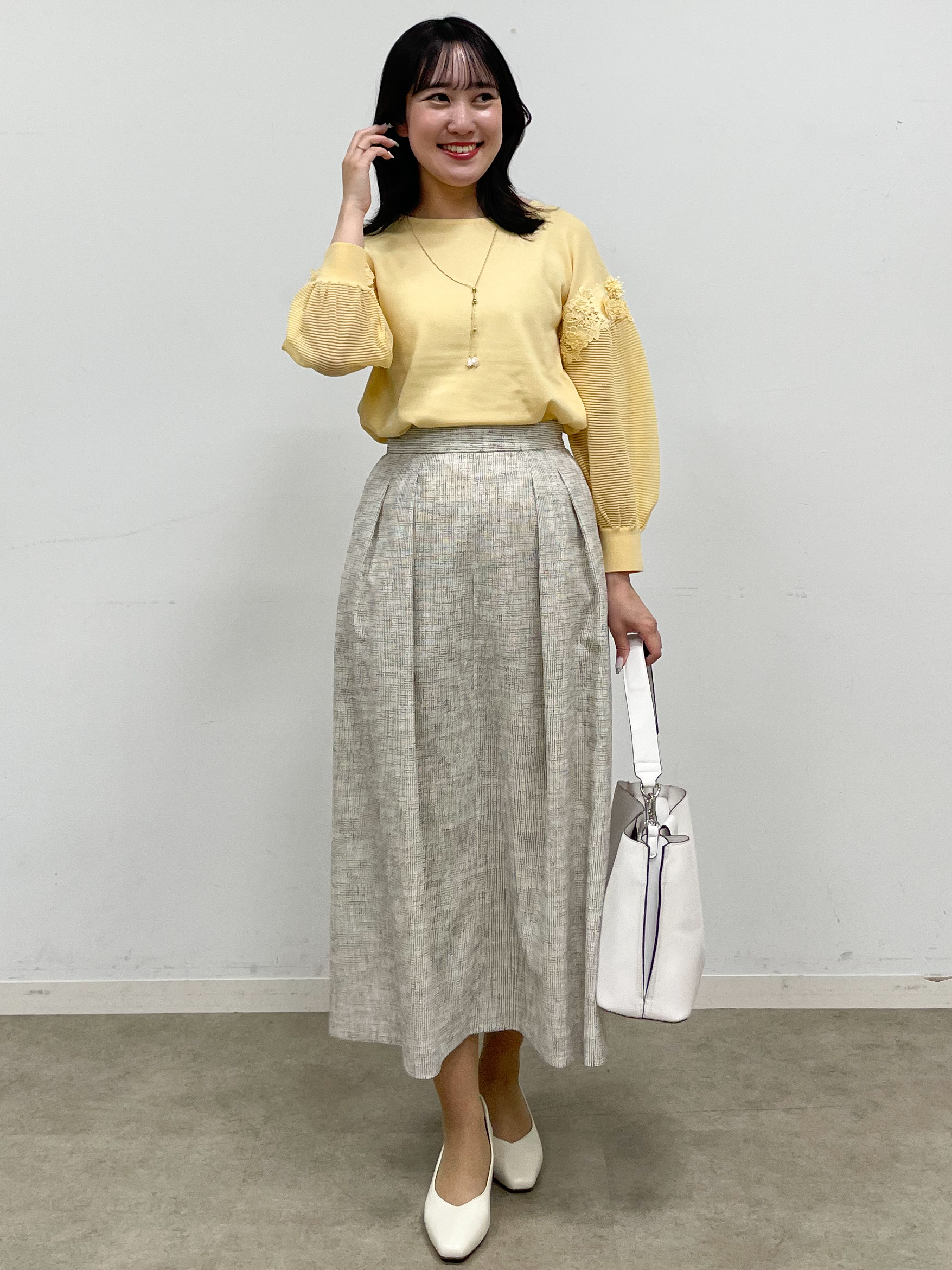 yukariさんの「Reflect｜【前後2WAY】レーススリーブデザインニット」を使ったコーディネート