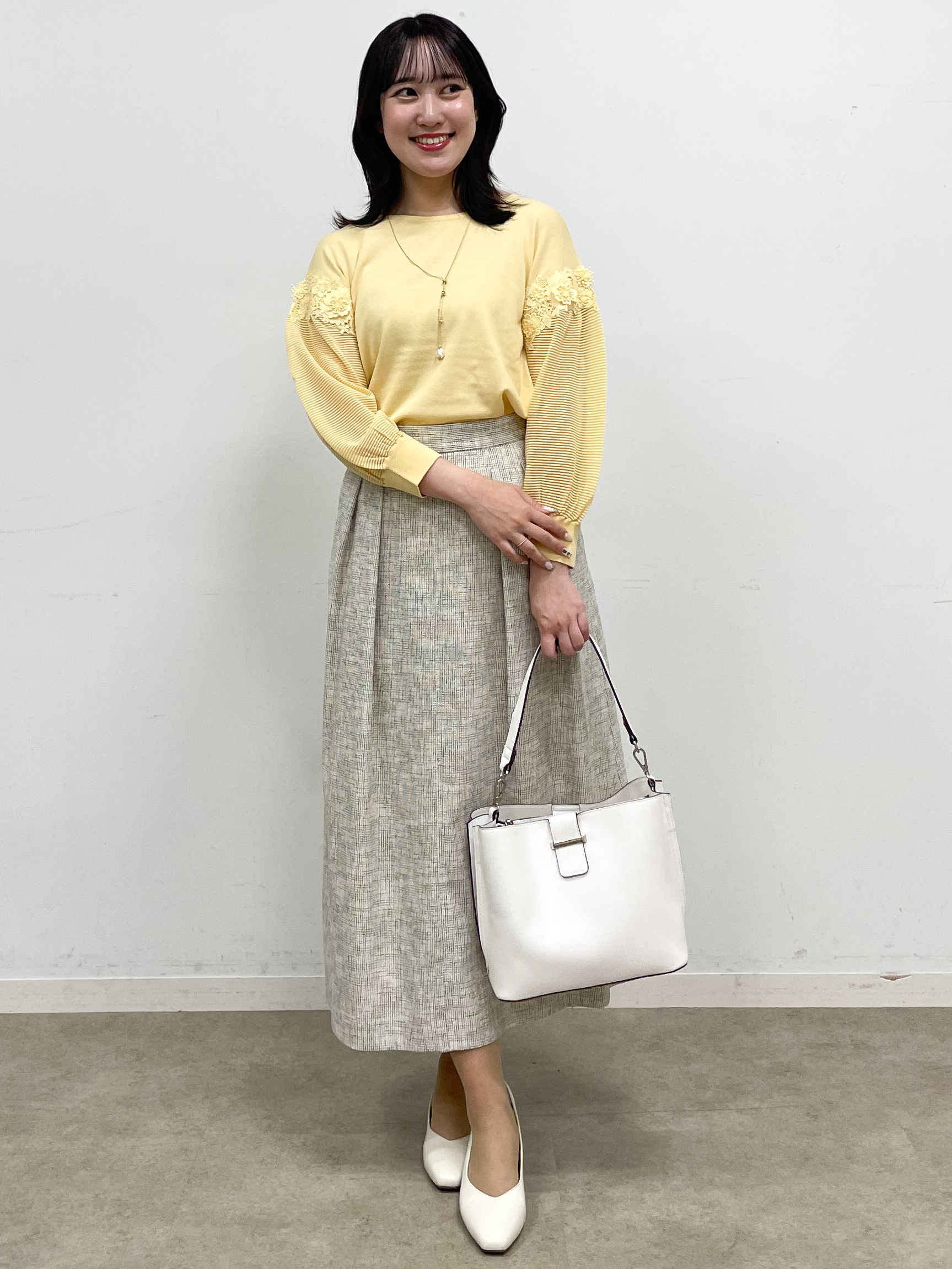 yukariさんの「Reflect｜【前後2WAY】レーススリーブデザインニット」を使ったコーディネート