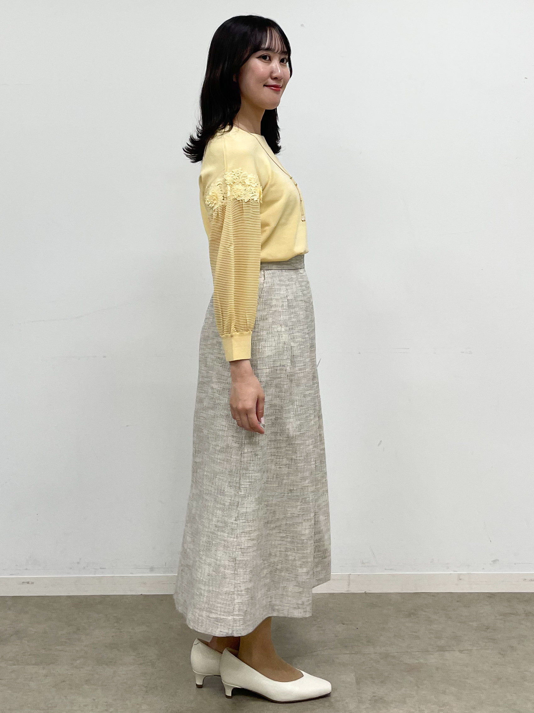 yukariさんの「Reflect｜【前後2WAY】レーススリーブデザインニット」を使ったコーディネート