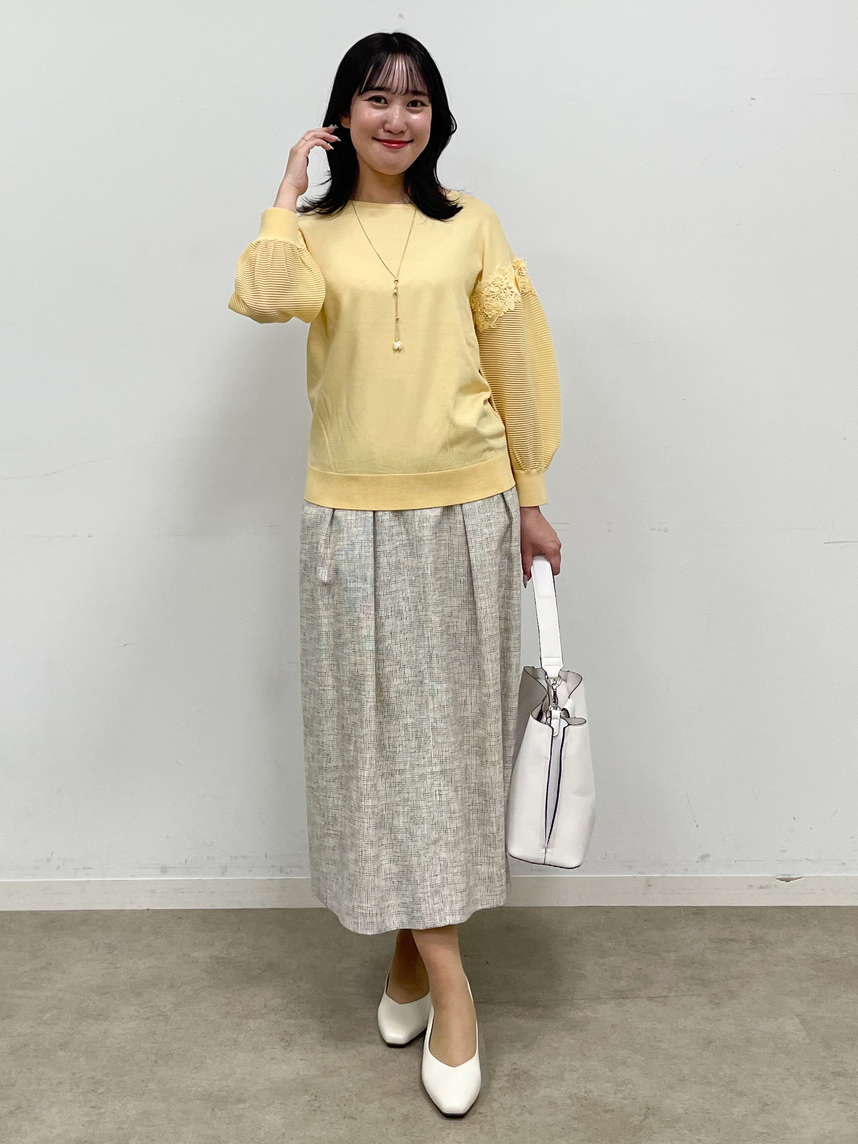yukariさんの「Reflect｜【前後2WAY】レーススリーブデザインニット」を使ったコーディネート