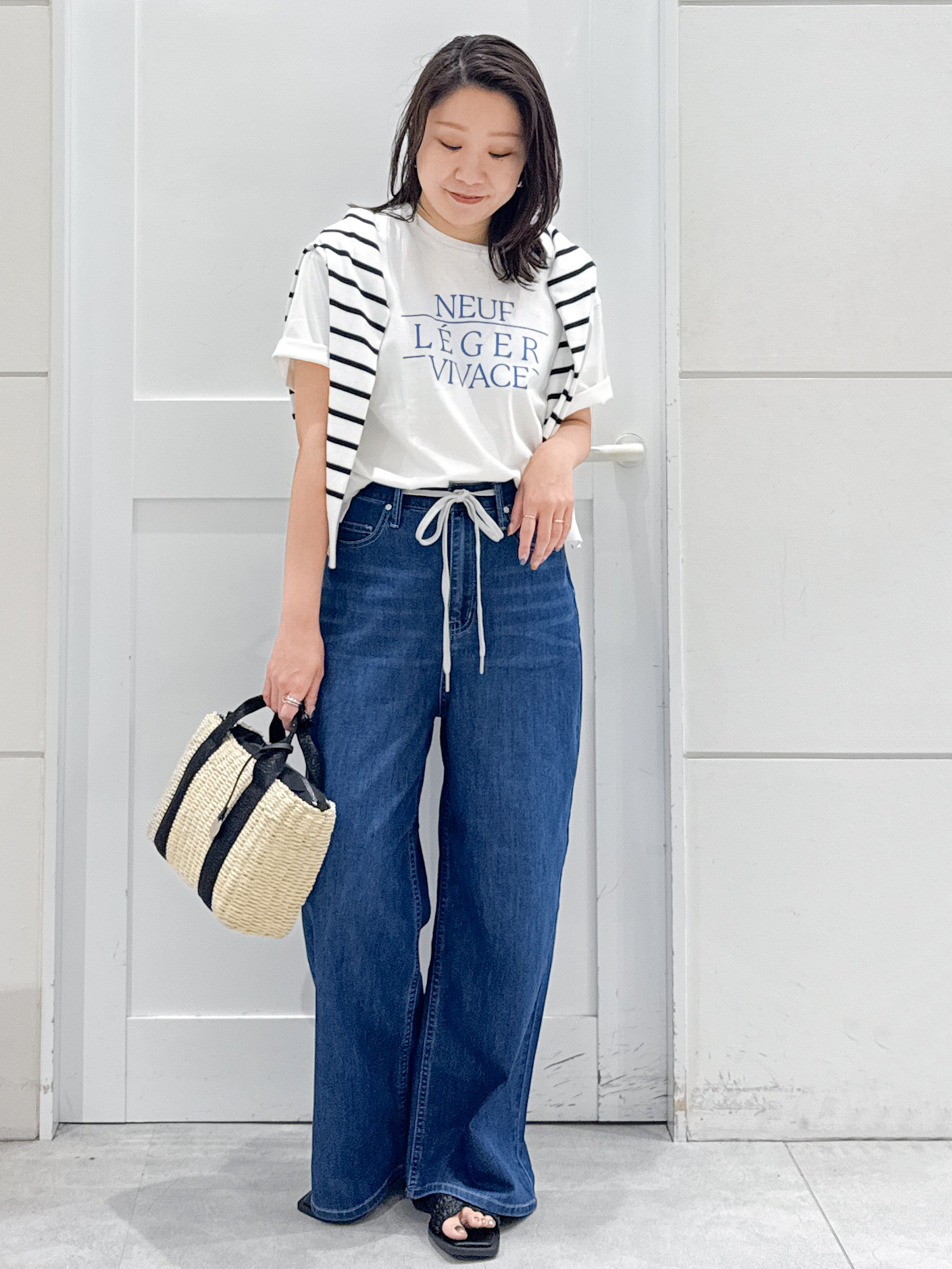 yuka.aさんの「OPAQUE.CLIP｜ロゴプリントアソートTシャツ【洗濯機OK】」を使ったコーディネート