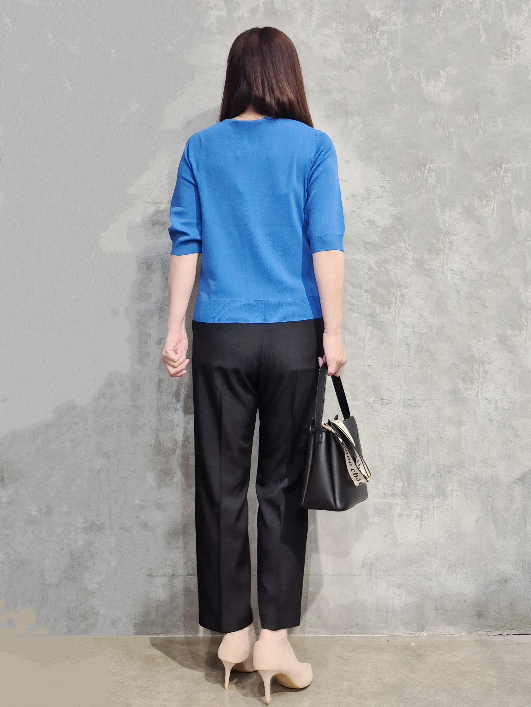 ひさえさんの「THE SHOP TK｜【S-XL/ひんやりタッチ】美しさ際立つ 6分袖ニット 洗濯機OK/UVケア/毛玉になりにくい」を使ったコーディネート