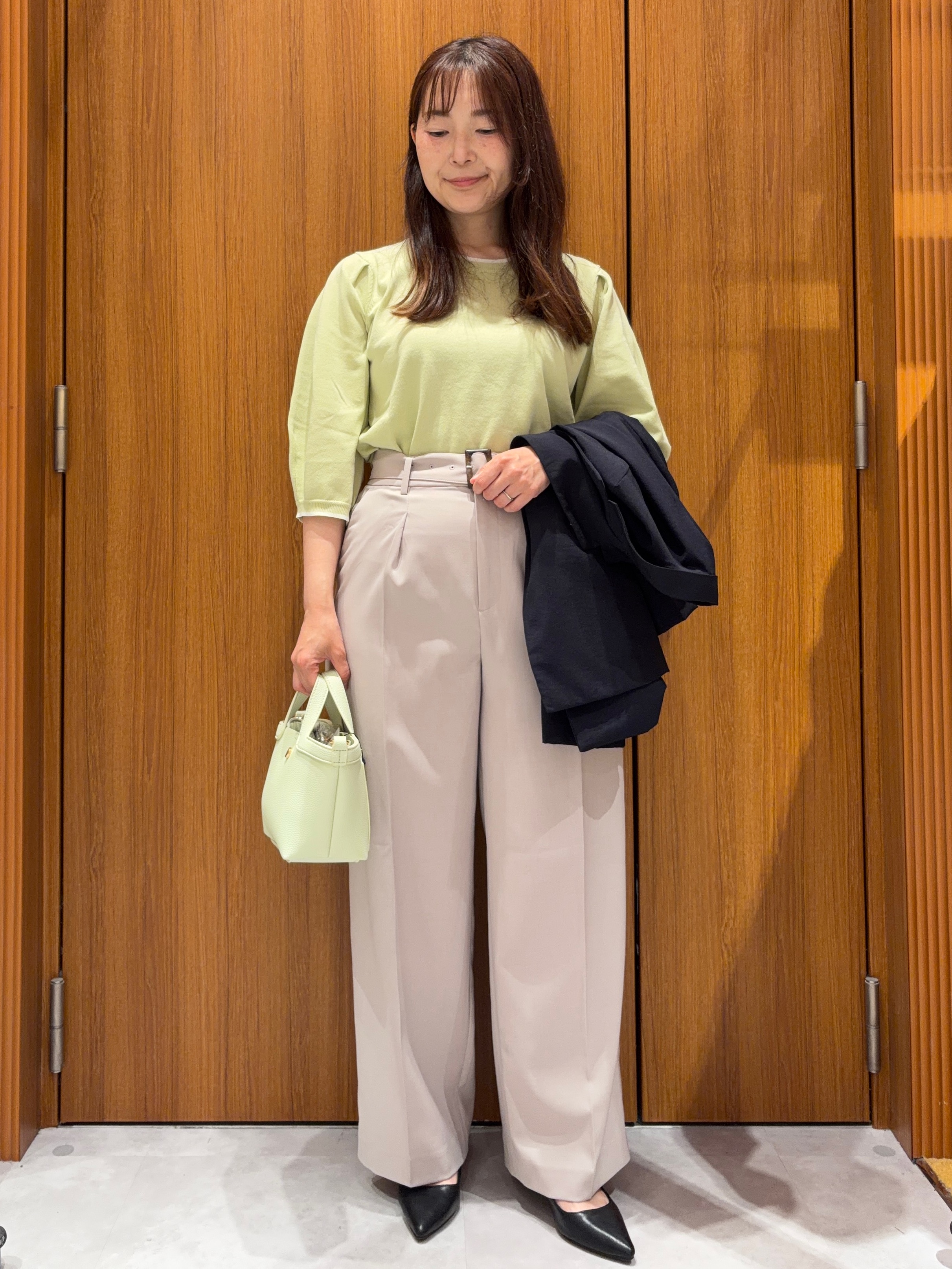 アスカさんの「index｜《再入荷》ダブルブレストテーラードジャケット【接触冷感／吸水速乾／イージーアイロン／防シワ／洗濯機O」を使ったコーディネート