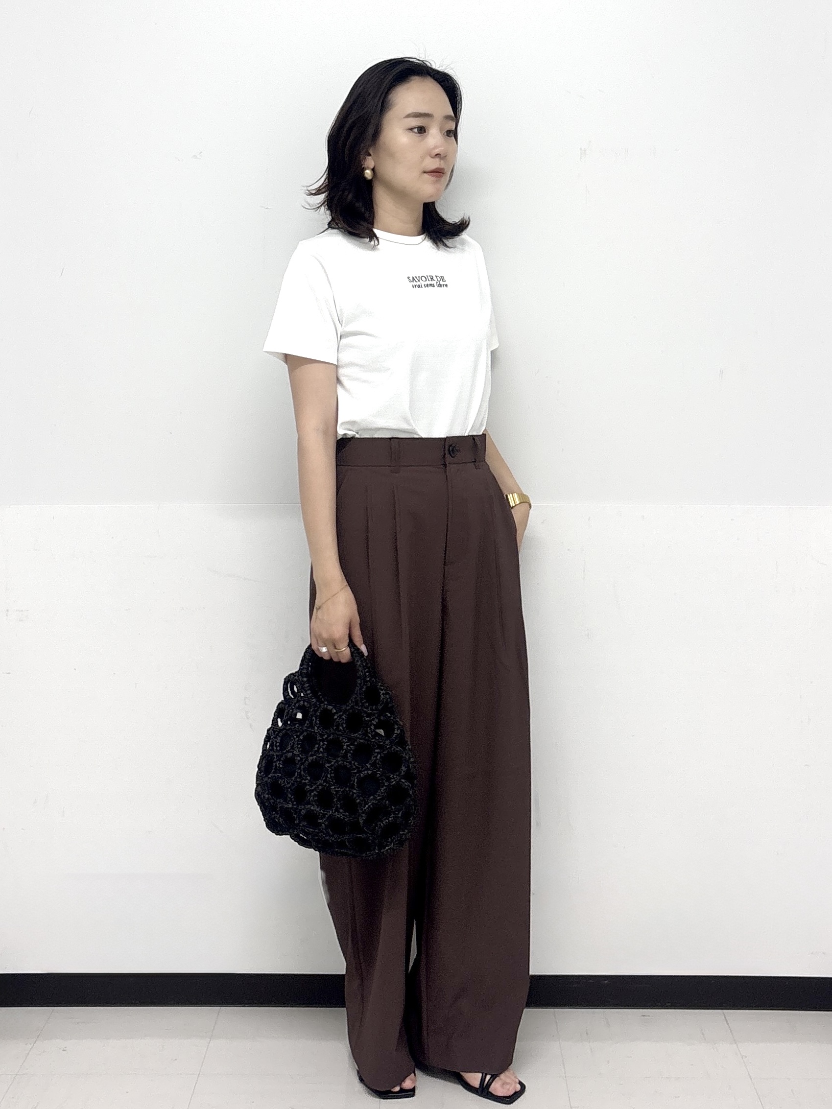 Hazukiさんの「OPAQUE.CLIP｜ロゴプリント刺繍アソートTシャツ【洗濯機OK】」を使ったコーディネート