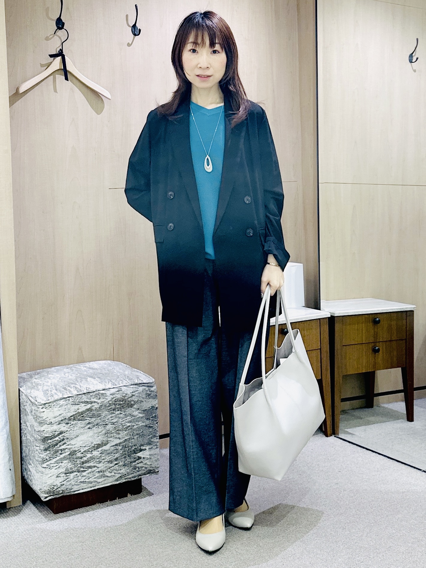 Miwaさんの「UNTITLED｜【セットアップ可/接触冷感/通気性】ドライシアーダブルジャケット」を使ったコーディネート