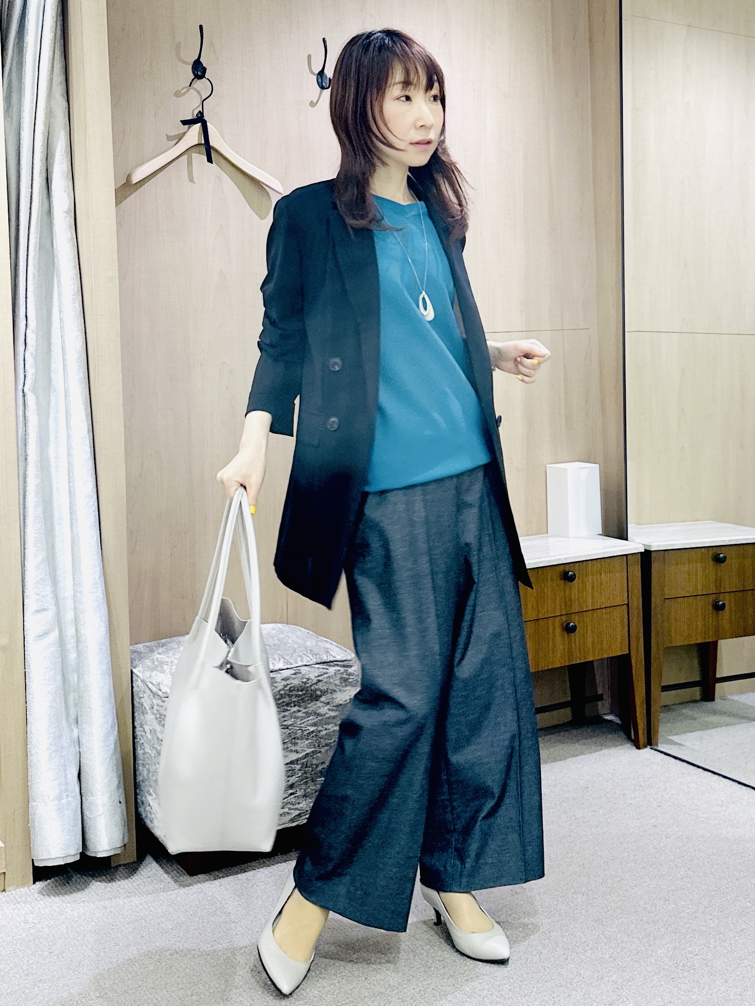 Miwaさんの「UNTITLED｜【セットアップ可/接触冷感/通気性】ドライシアーダブルジャケット」を使ったコーディネート