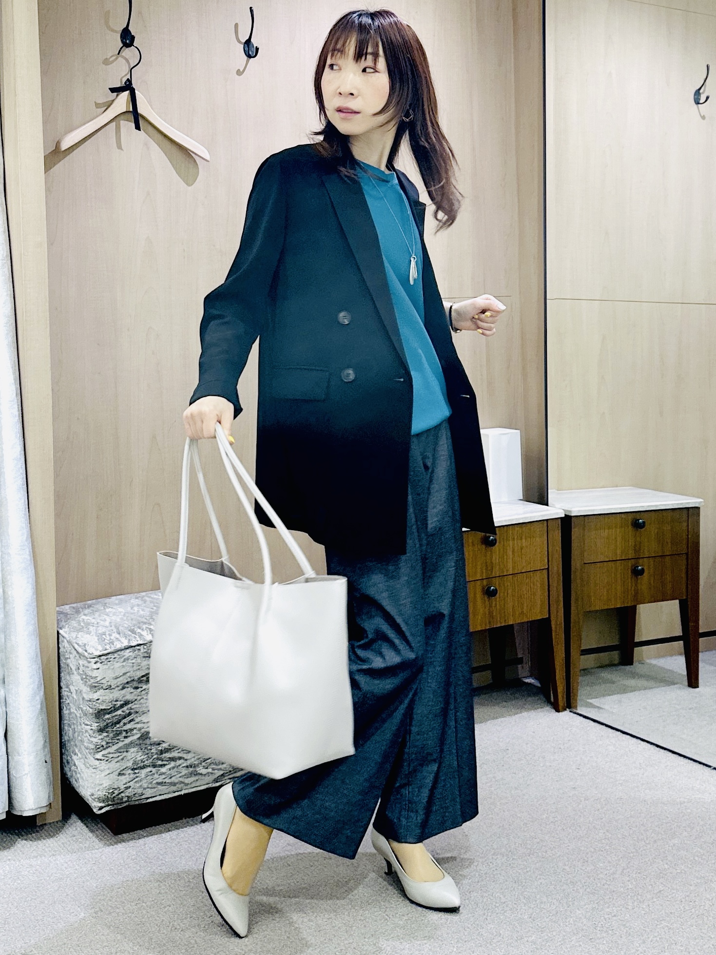 Miwaさんの「UNTITLED｜【セットアップ可/接触冷感/通気性】ドライシアーダブルジャケット」を使ったコーディネート