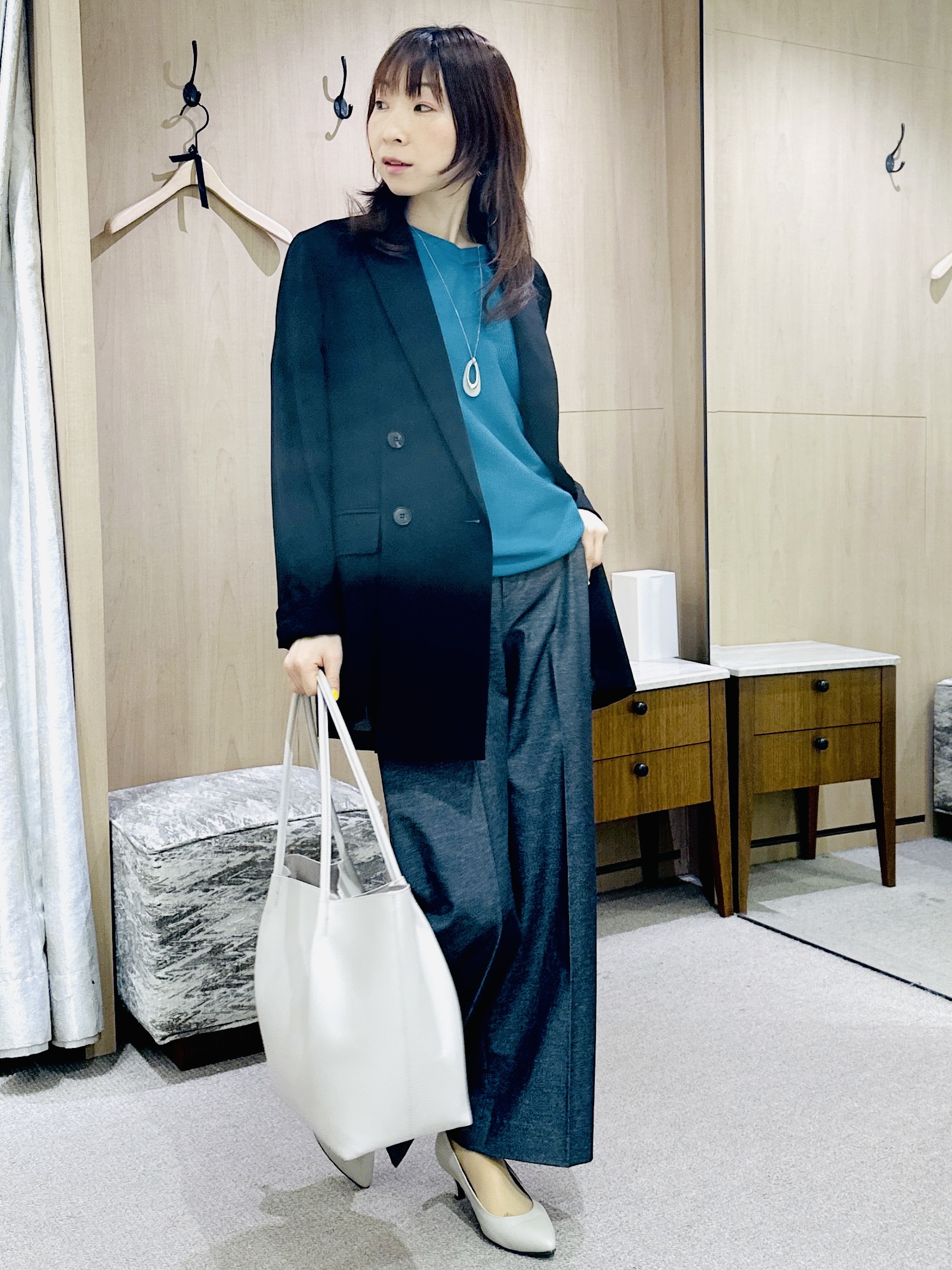 Miwaさんの「UNTITLED｜【セットアップ可/接触冷感/通気性】ドライシアーダブルジャケット」を使ったコーディネート