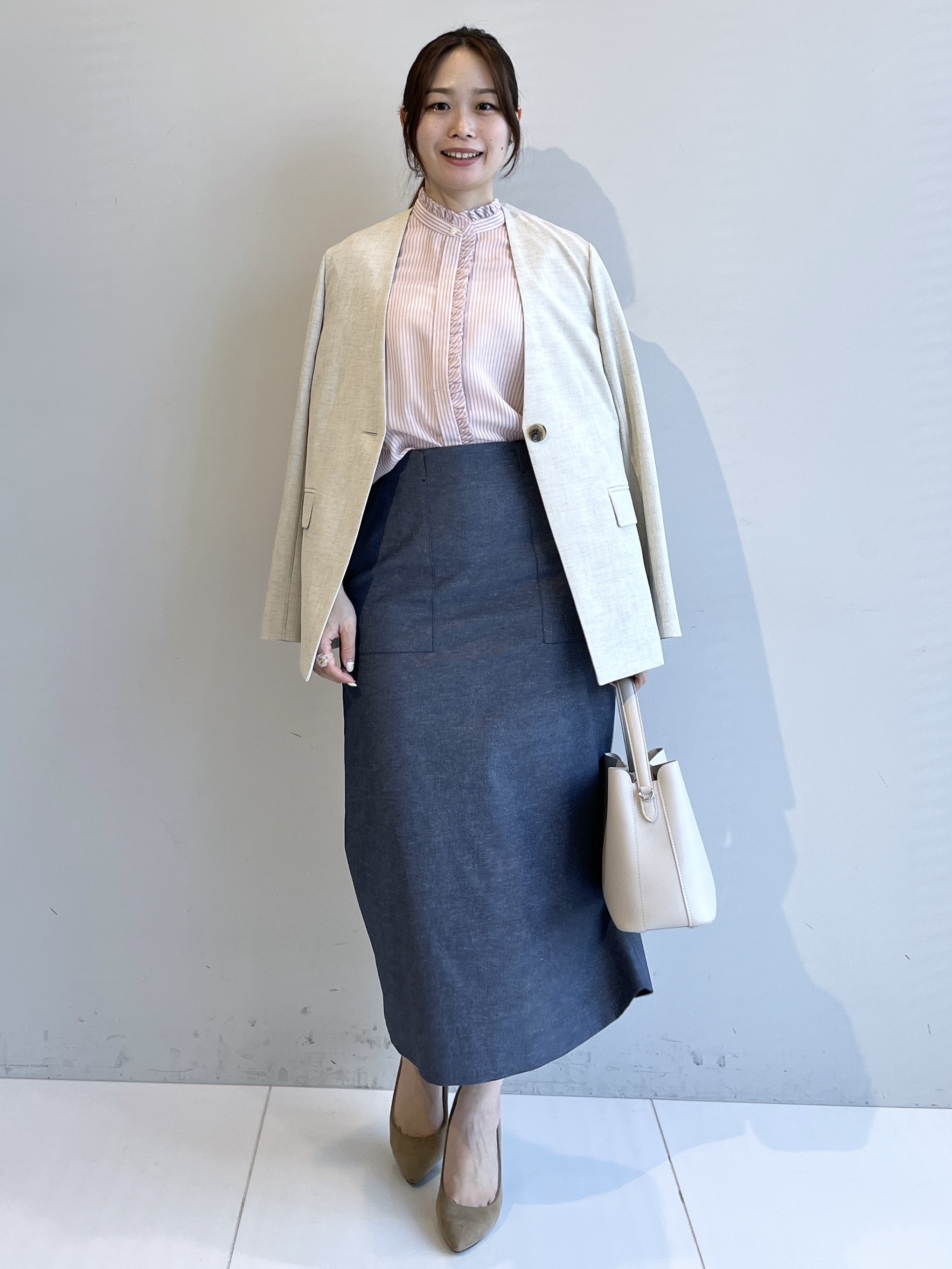 Saekoさんの「UNTITLED｜【さらりと快適/セットアップ可/UV/接触冷感】スラブカラーレスジャケット」を使ったコーディネート