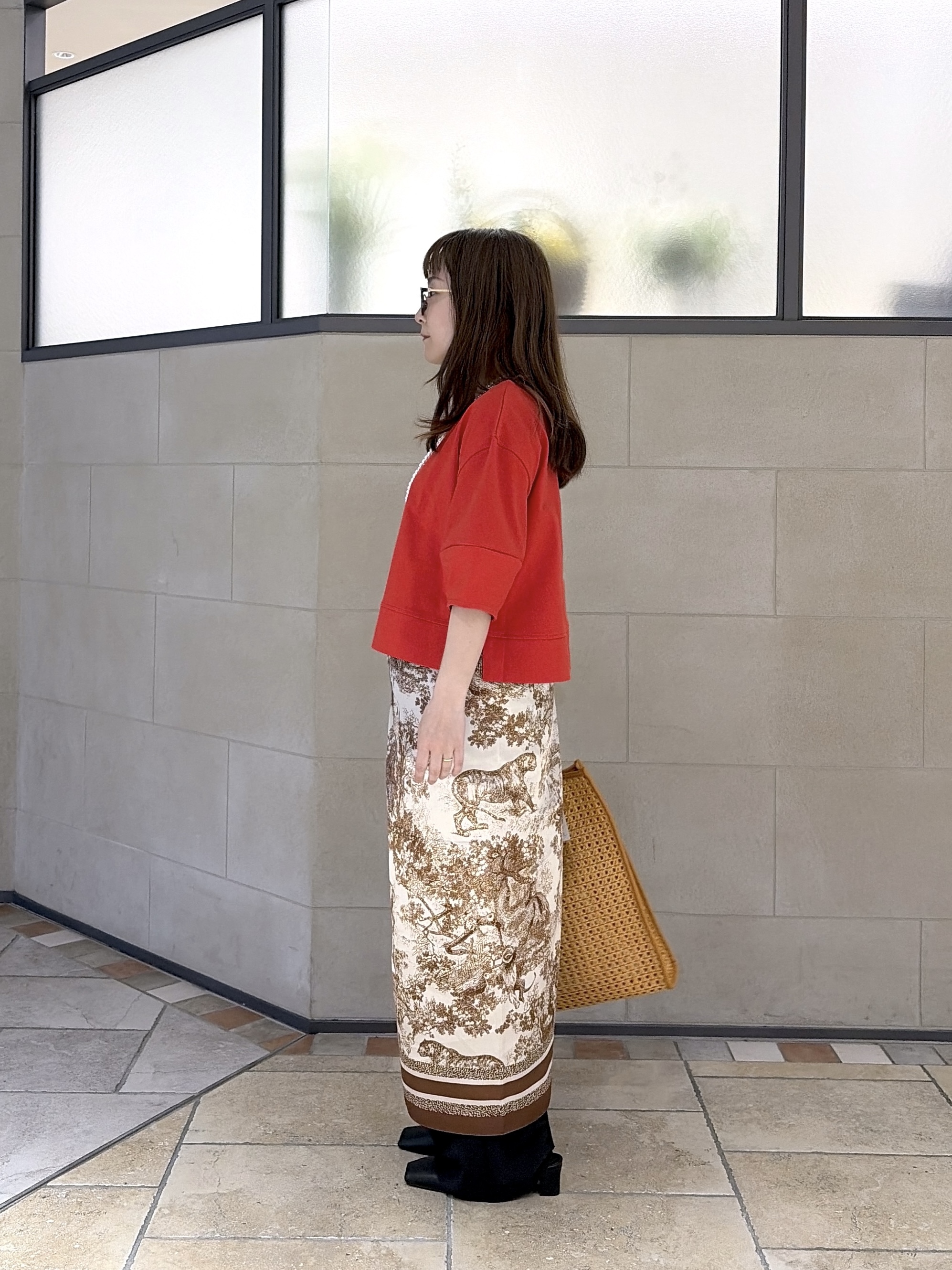 よねさんの「INDIVI｜ハーフスリーブフォルムカットソー【再入荷／マシンウォッシュ／接触冷感】」を使ったコーディネート