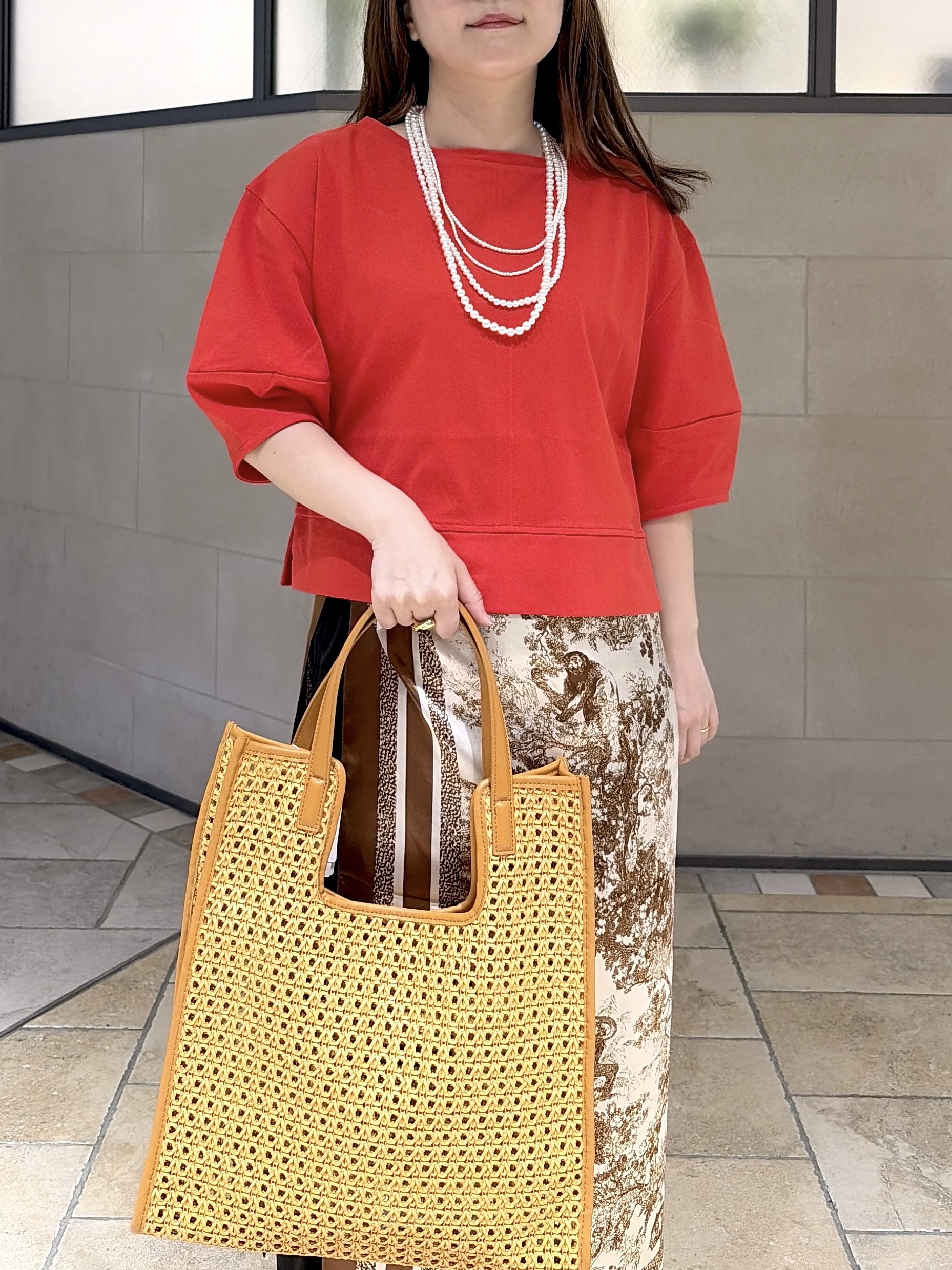 よねさんの「INDIVI｜ハーフスリーブフォルムカットソー【再入荷／マシンウォッシュ／接触冷感】」を使ったコーディネート