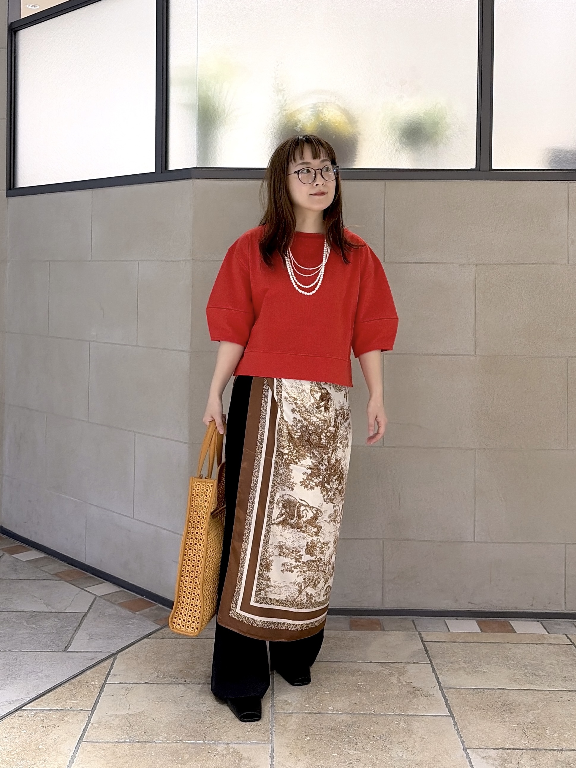 よねさんの「INDIVI｜ハーフスリーブフォルムカットソー【再入荷／マシンウォッシュ／接触冷感】」を使ったコーディネート