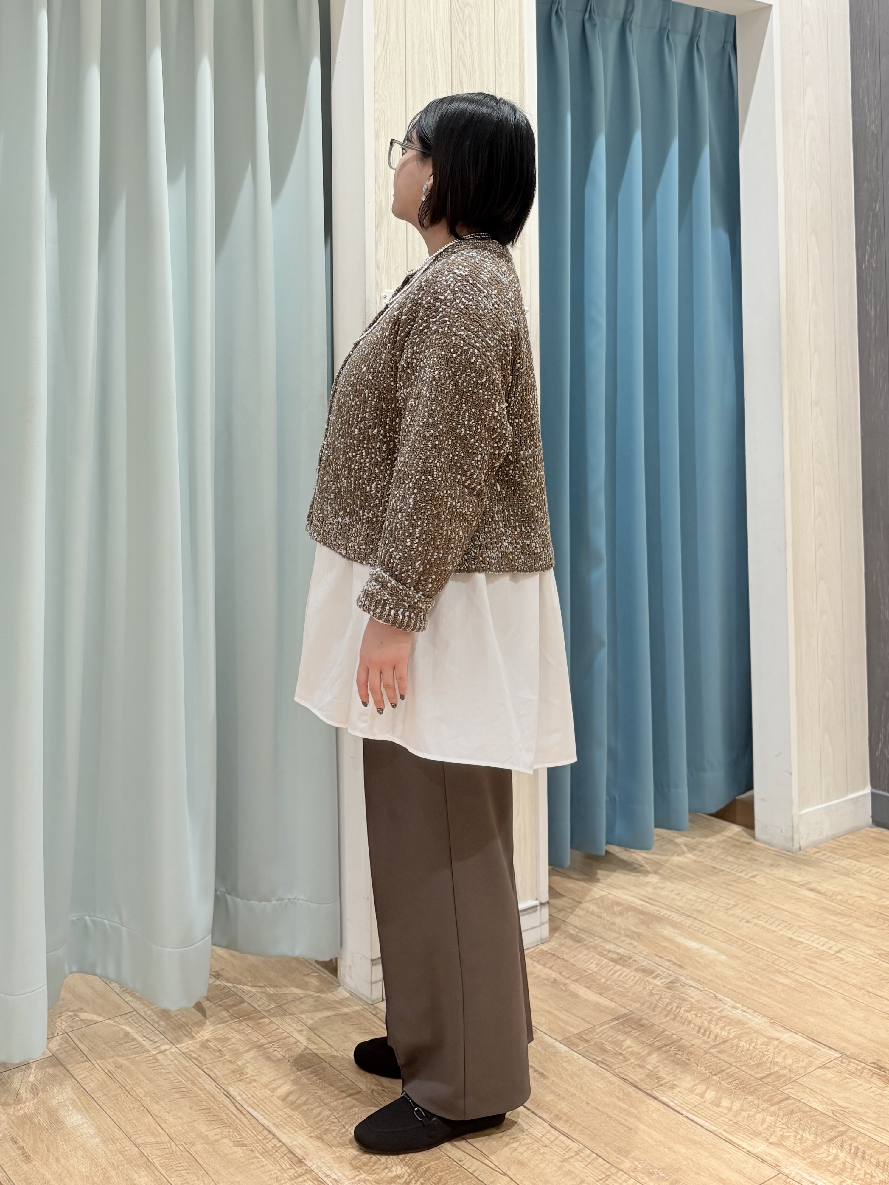砂糖さんの「SHOO･LA･RUE｜【洗濯機可/前後2WAY】ぽこぽこニットカーディガン」を使ったコーディネート