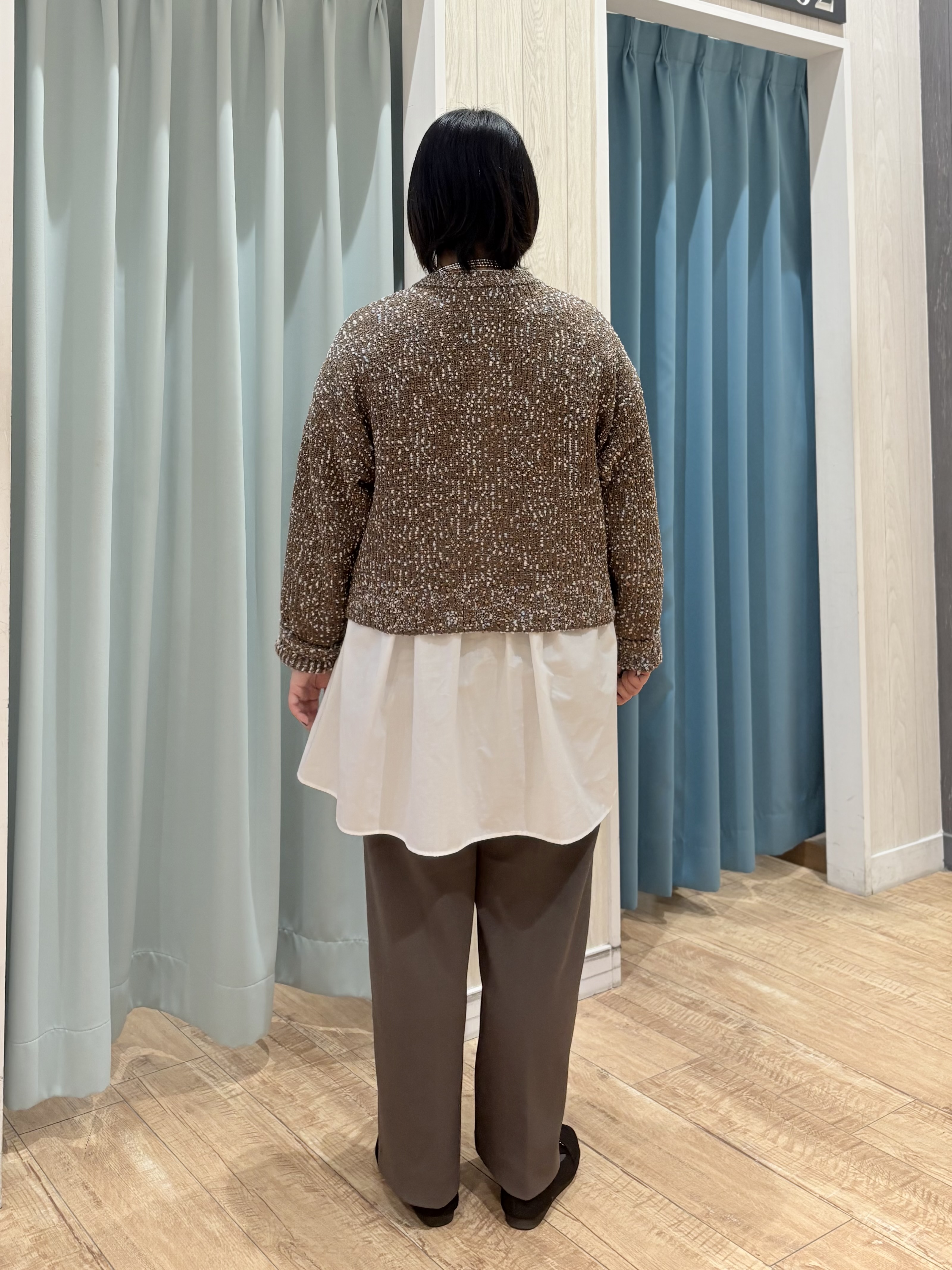 砂糖さんの「SHOO･LA･RUE｜【洗濯機可/前後2WAY】ぽこぽこニットカーディガン」を使ったコーディネート