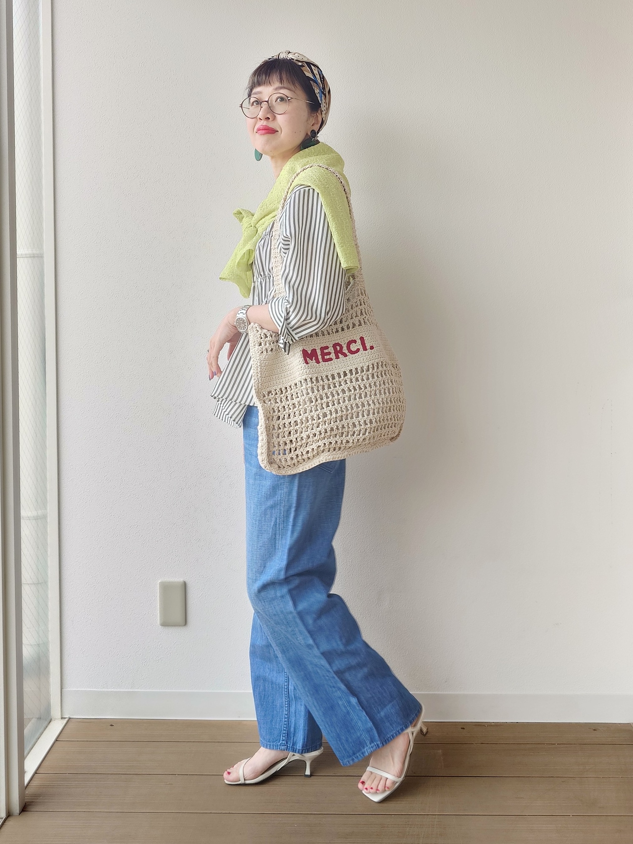 MUTSUKOさんの「UNTITLED｜ストライプシャーリングブラウス」を使ったコーディネート