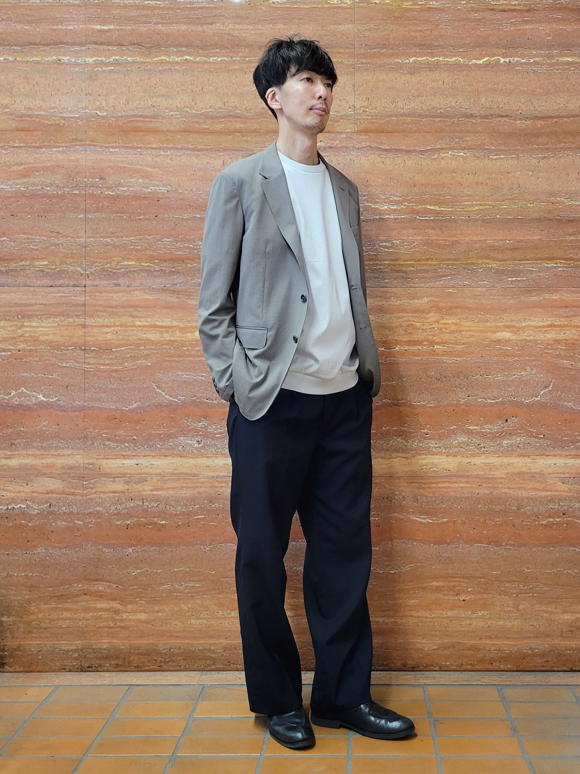 piroyaさんの「TAKEO KIKUCHI｜【Begin5月号掲載/通気性】トリコットサッカー ジャケット」を使ったコーディネート