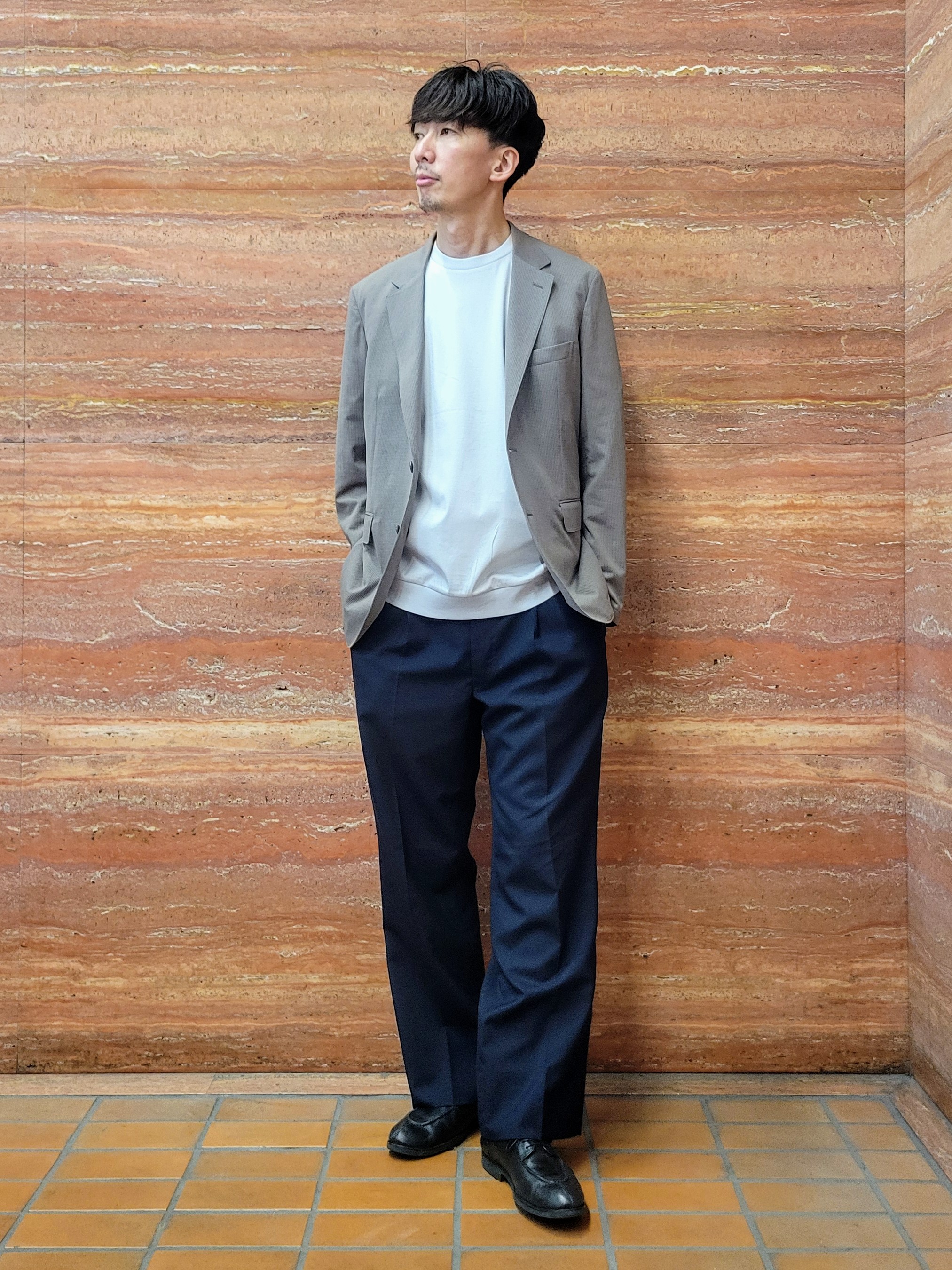 piroyaさんの「TAKEO KIKUCHI｜【Begin5月号掲載/通気性】トリコットサッカー ジャケット」を使ったコーディネート